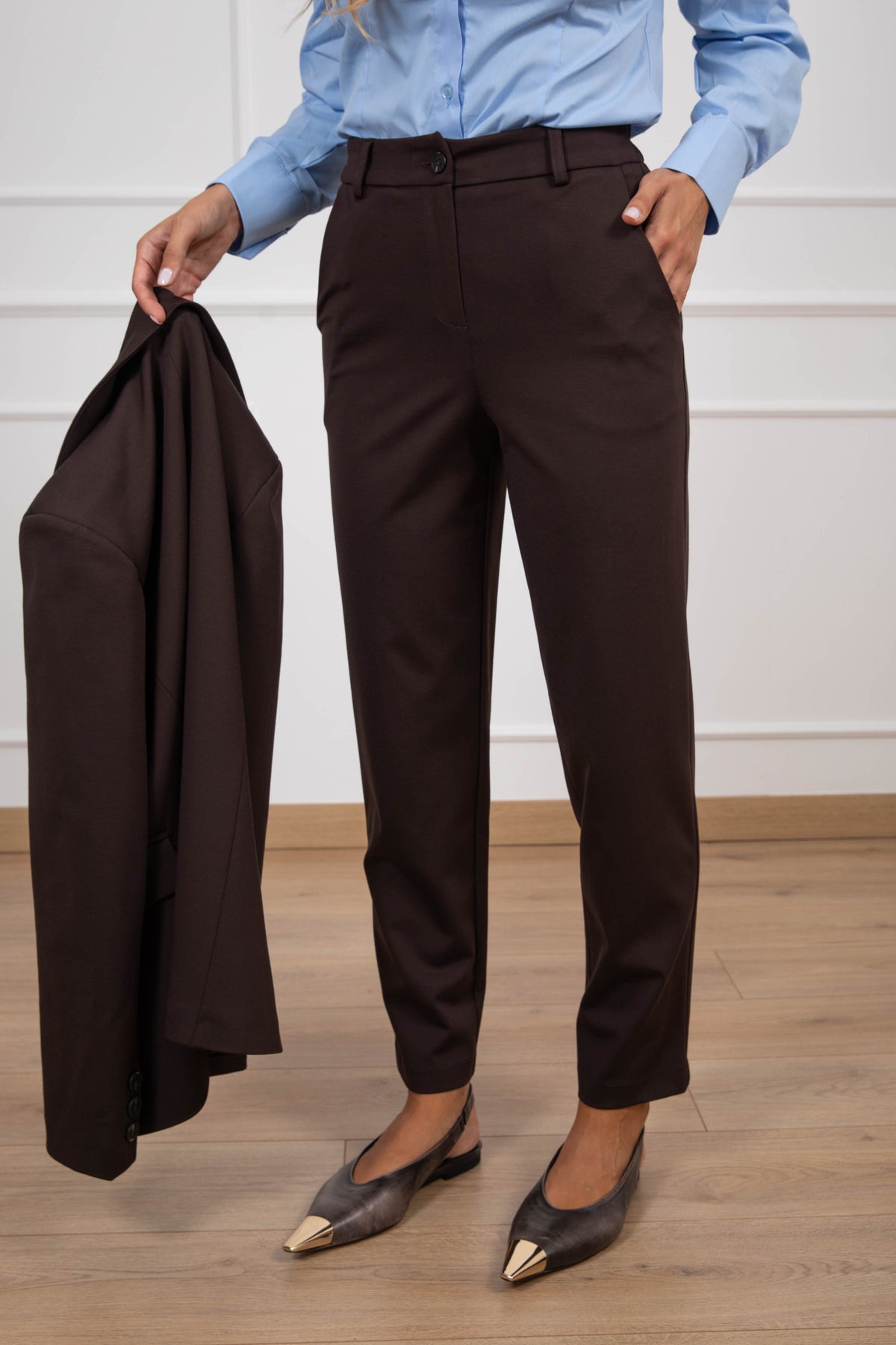 Pantalone sigaretta in punto milano variante moro Tensione IN