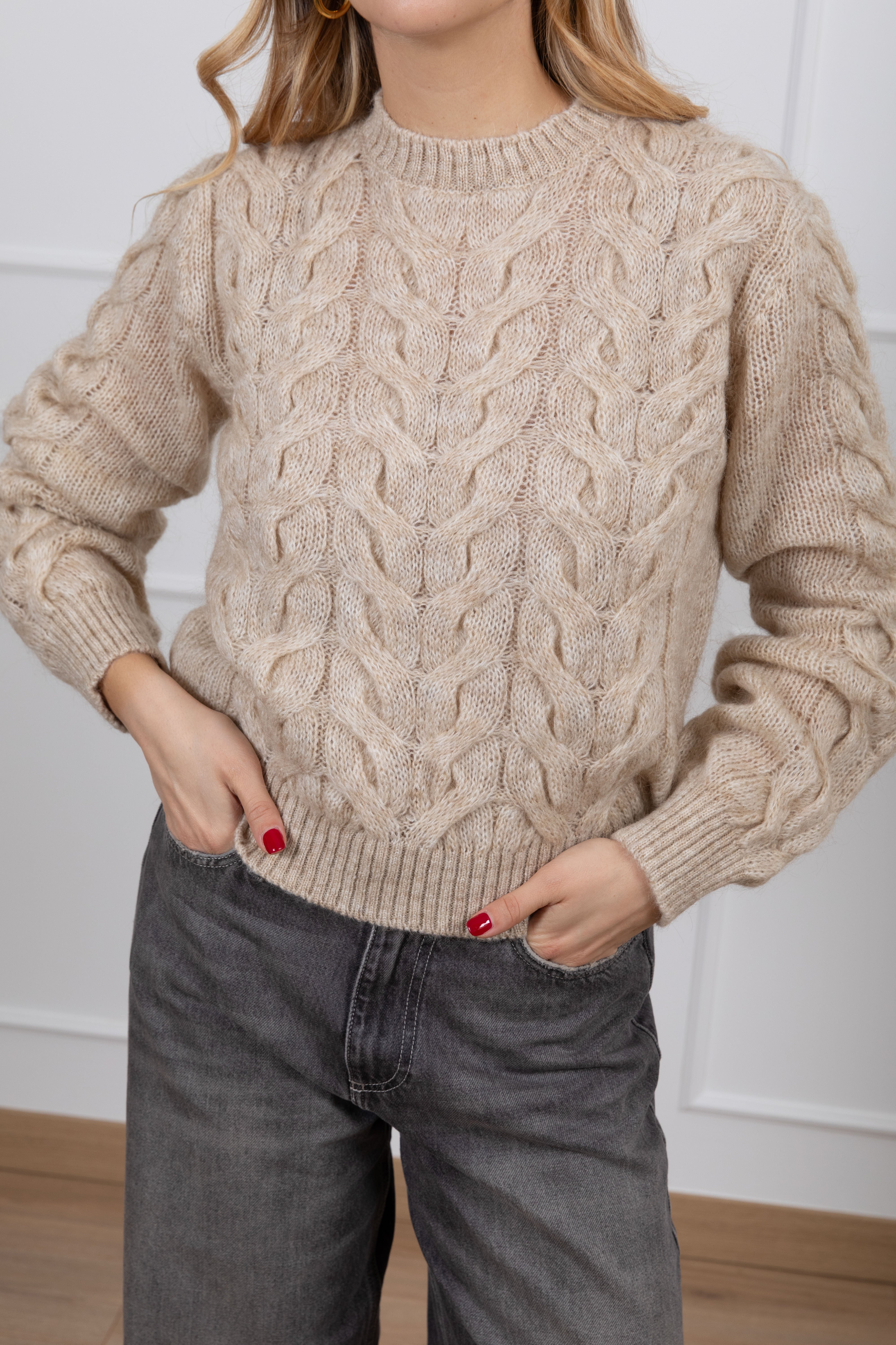 Pull in mohair con treccia piatta Tensione IN