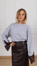 T-shirt con polsino pizzo variante grigio/moro Tensione IN