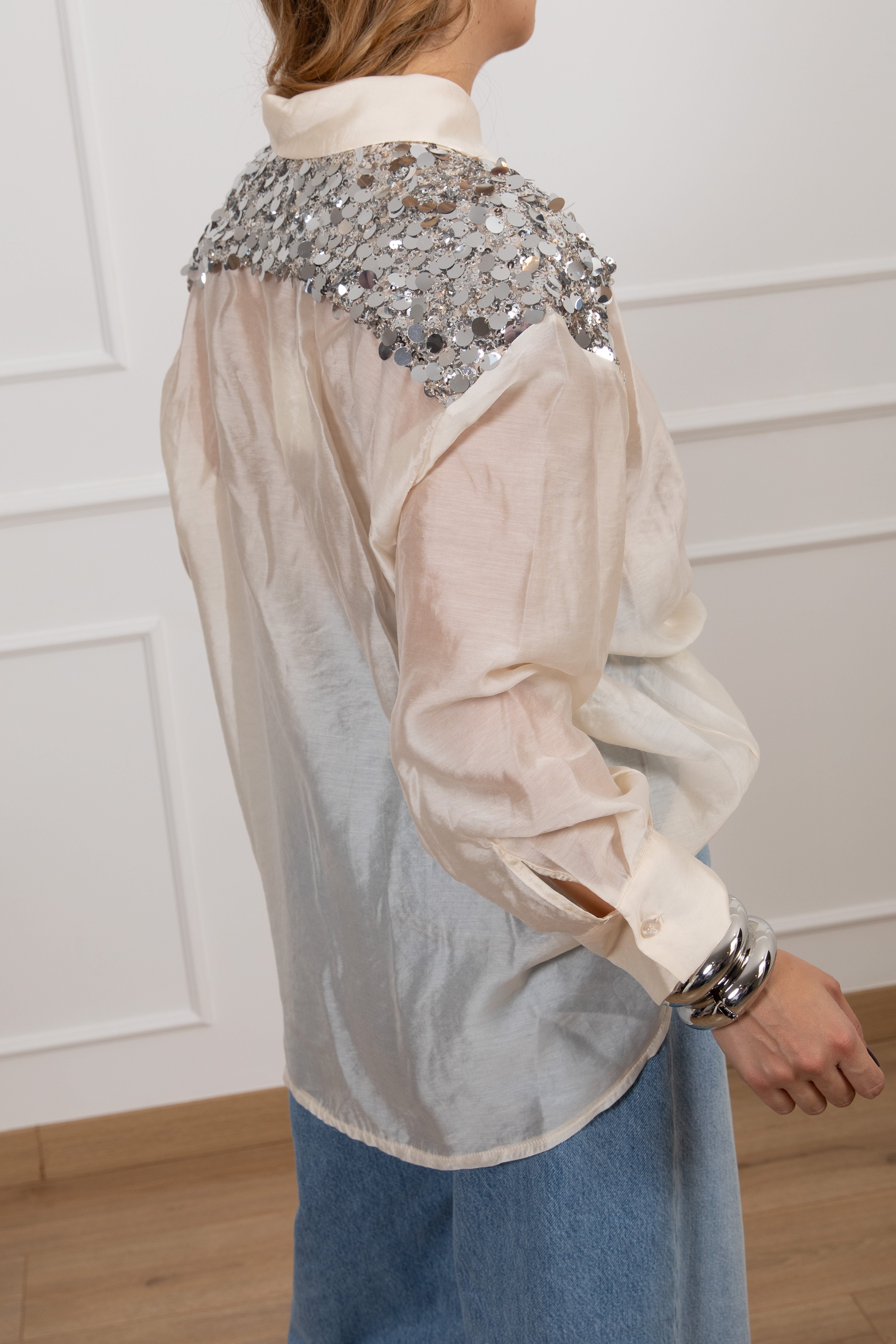 Camicia in lyocell con paillettes sulle spalle Tensione IN