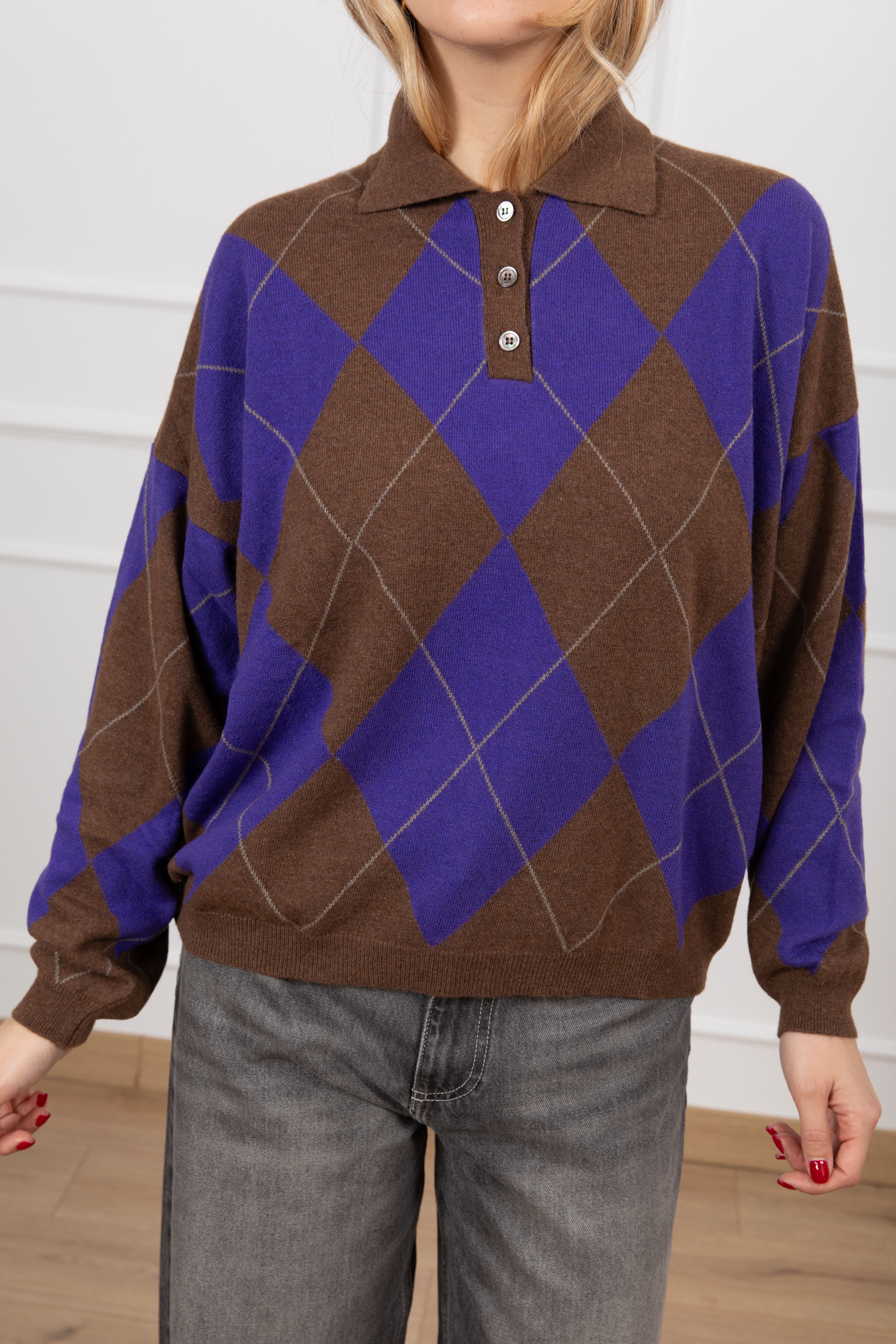 Polo in maglia sottile con rombi ViCOLO