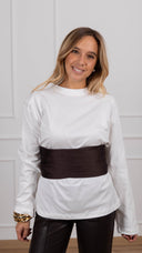 T-shirt con fusciacca in raso variante moro Haveone