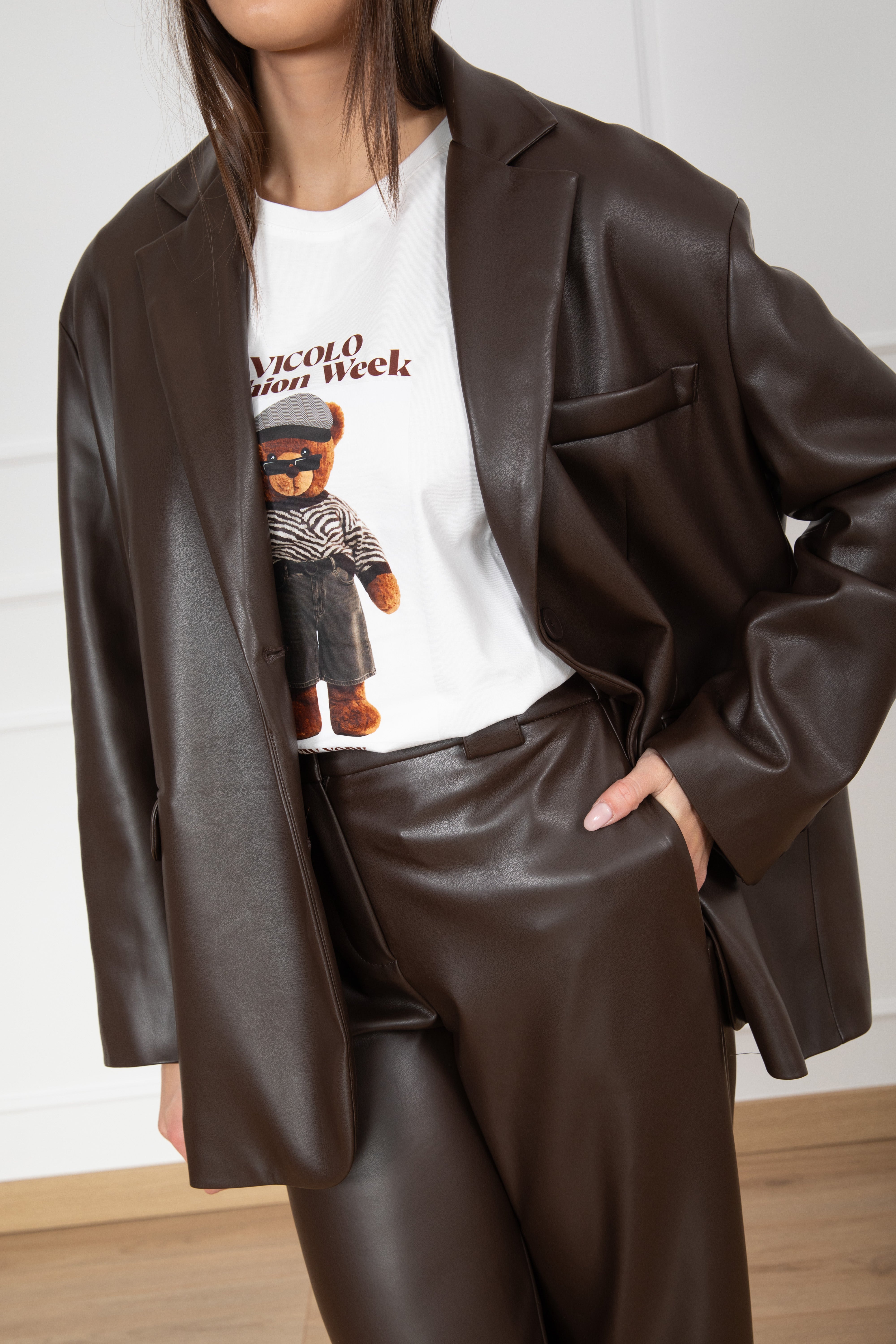 Giacca over-size in eco-pelle Tensione IN