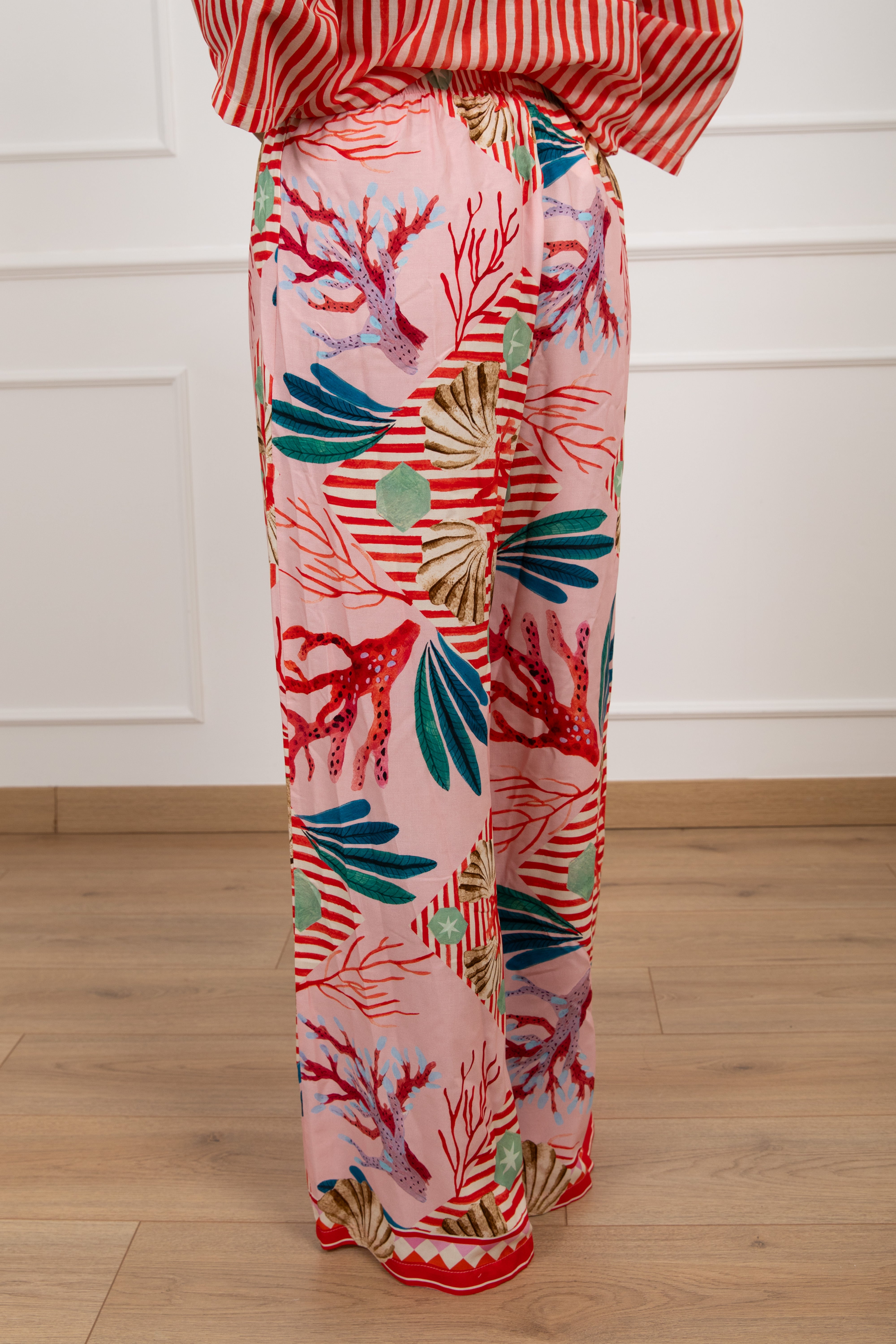 Pantalone fantasia coralli e conchiglie con elastico Tensione IN