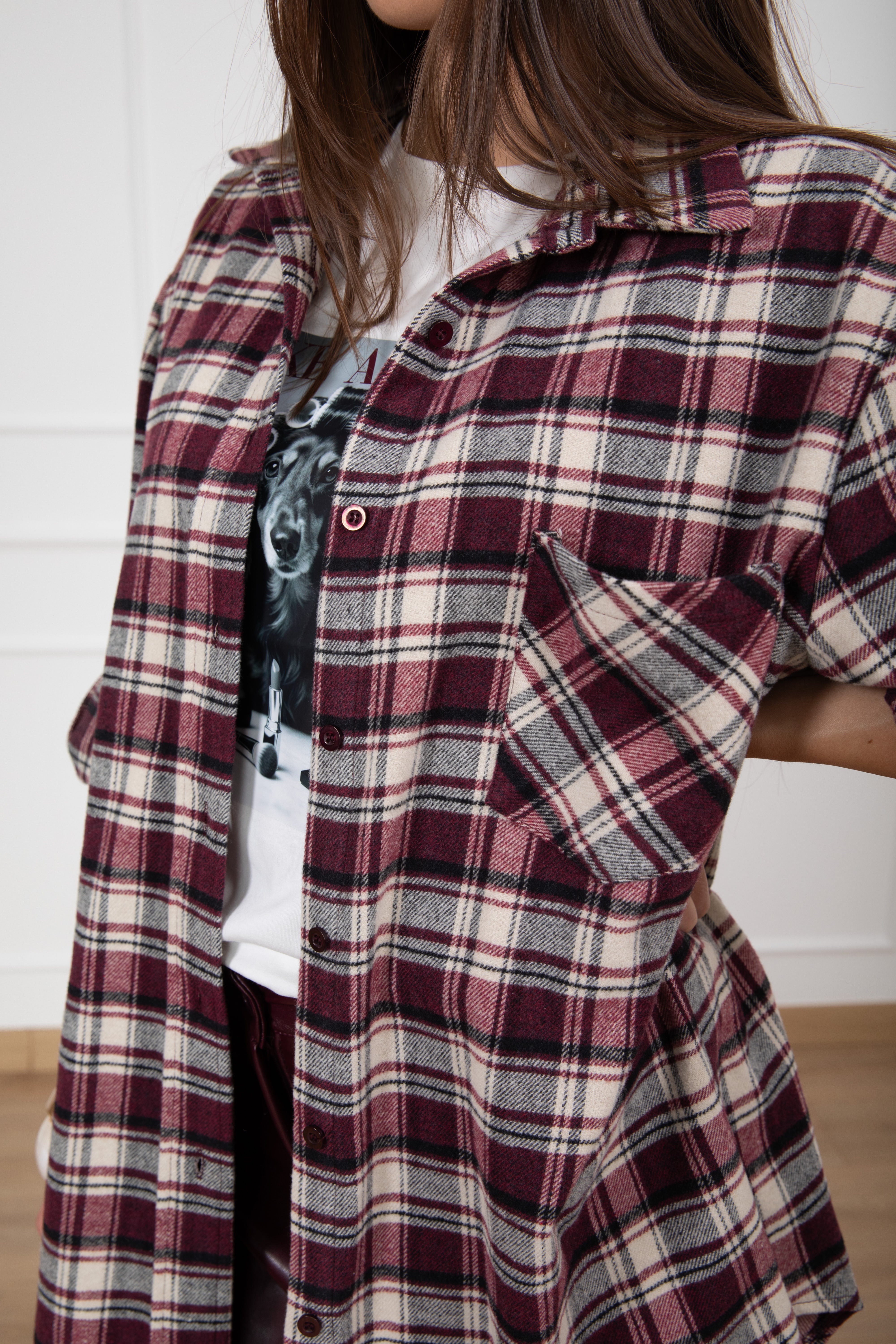 Maxi-camicia check in flanella Susy Mix