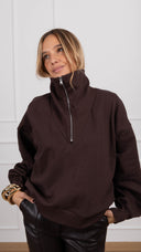 Felpa mezza zip variante moro Haveone