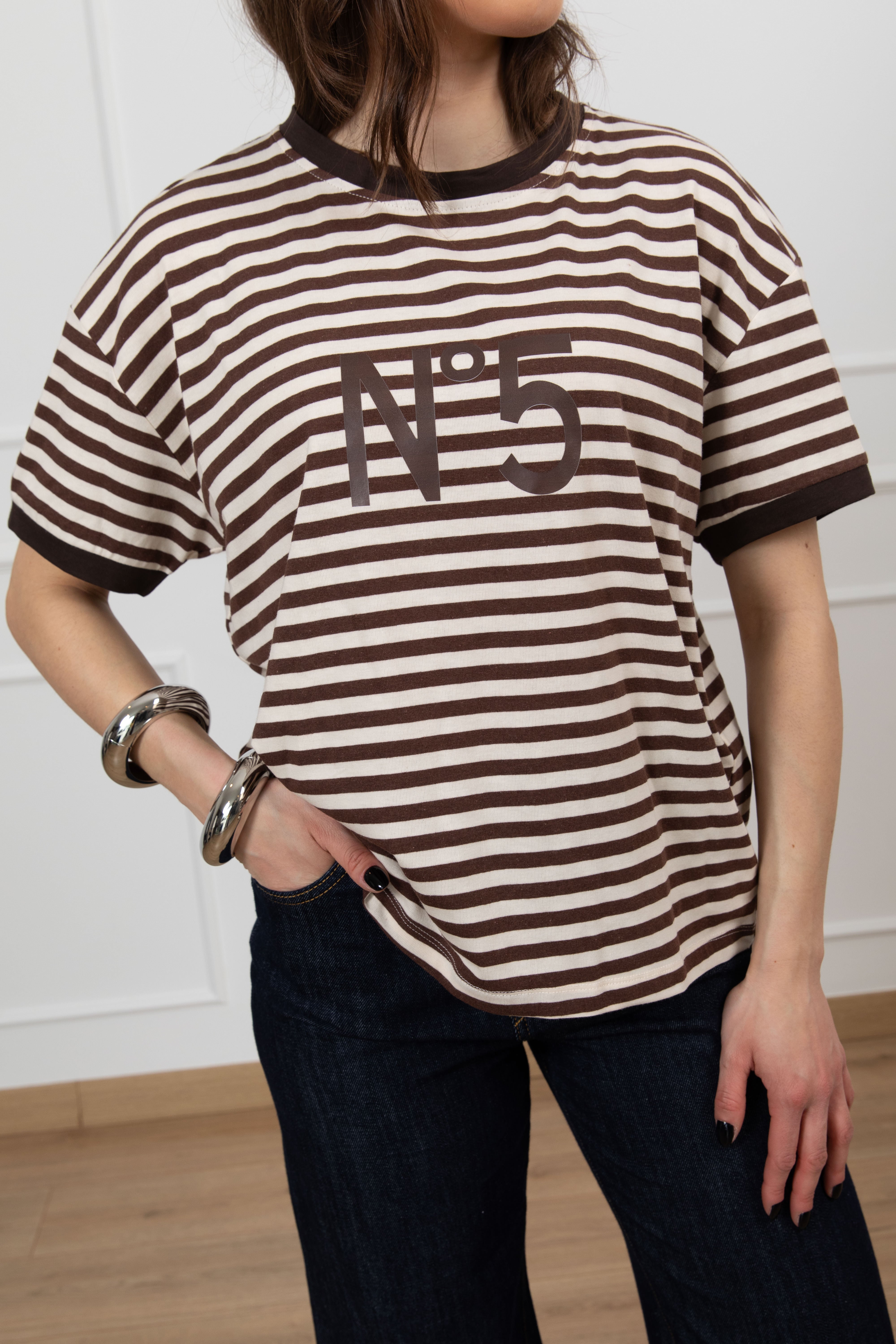 T-shirt "N 5" a righe Tensione IN