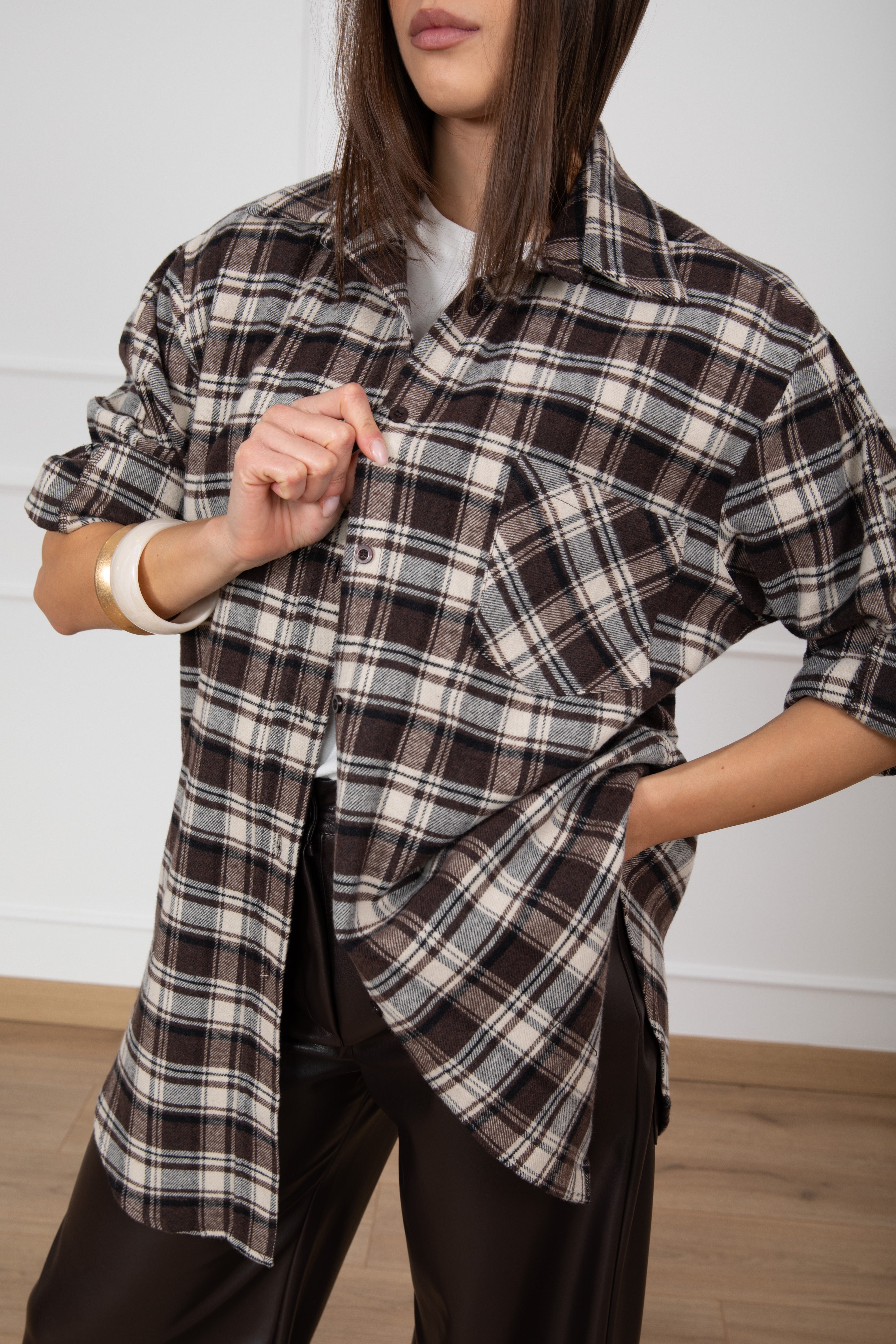 Maxi-camicia check in flanella Susy Mix