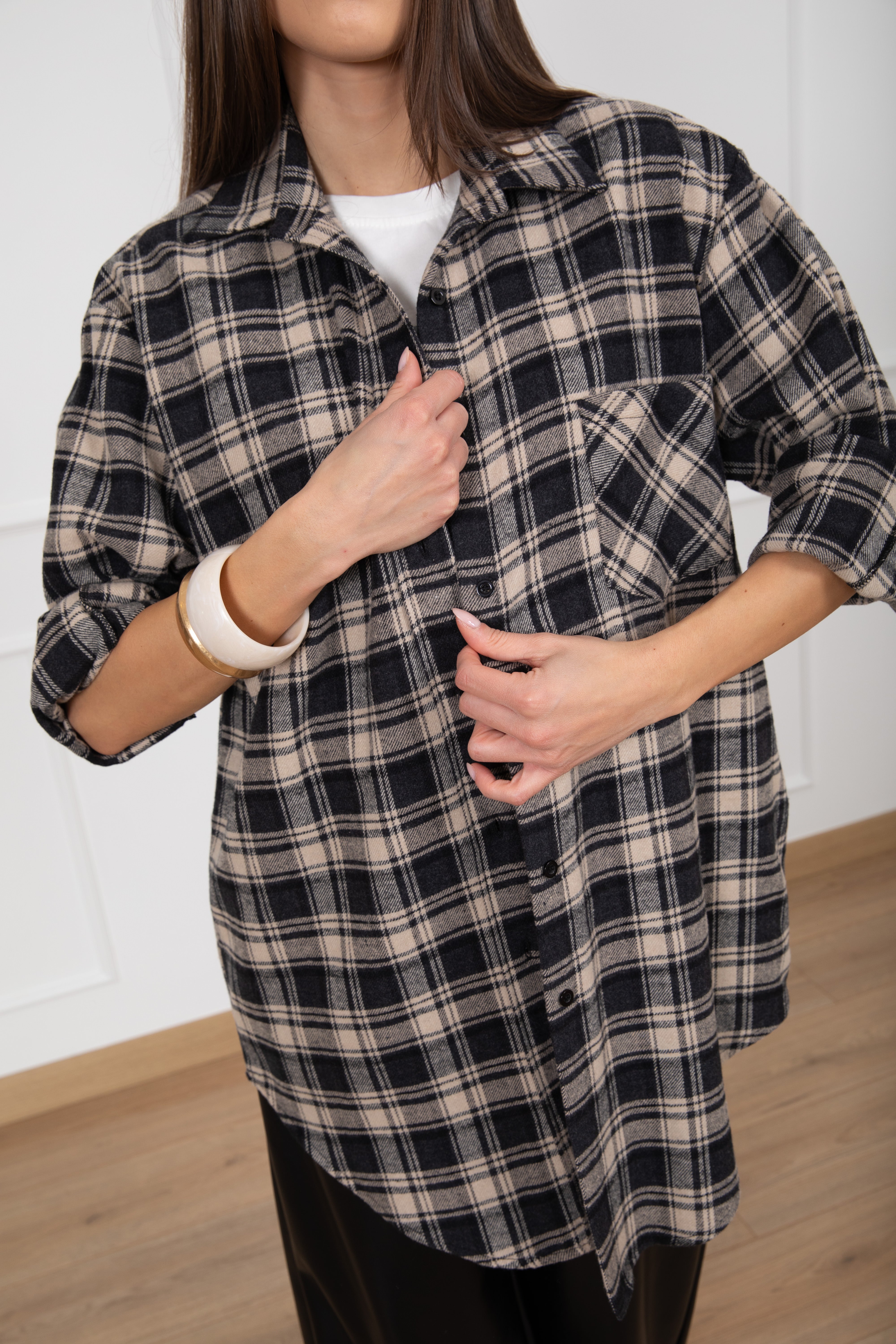 Maxi-camicia check in flanella Susy Mix