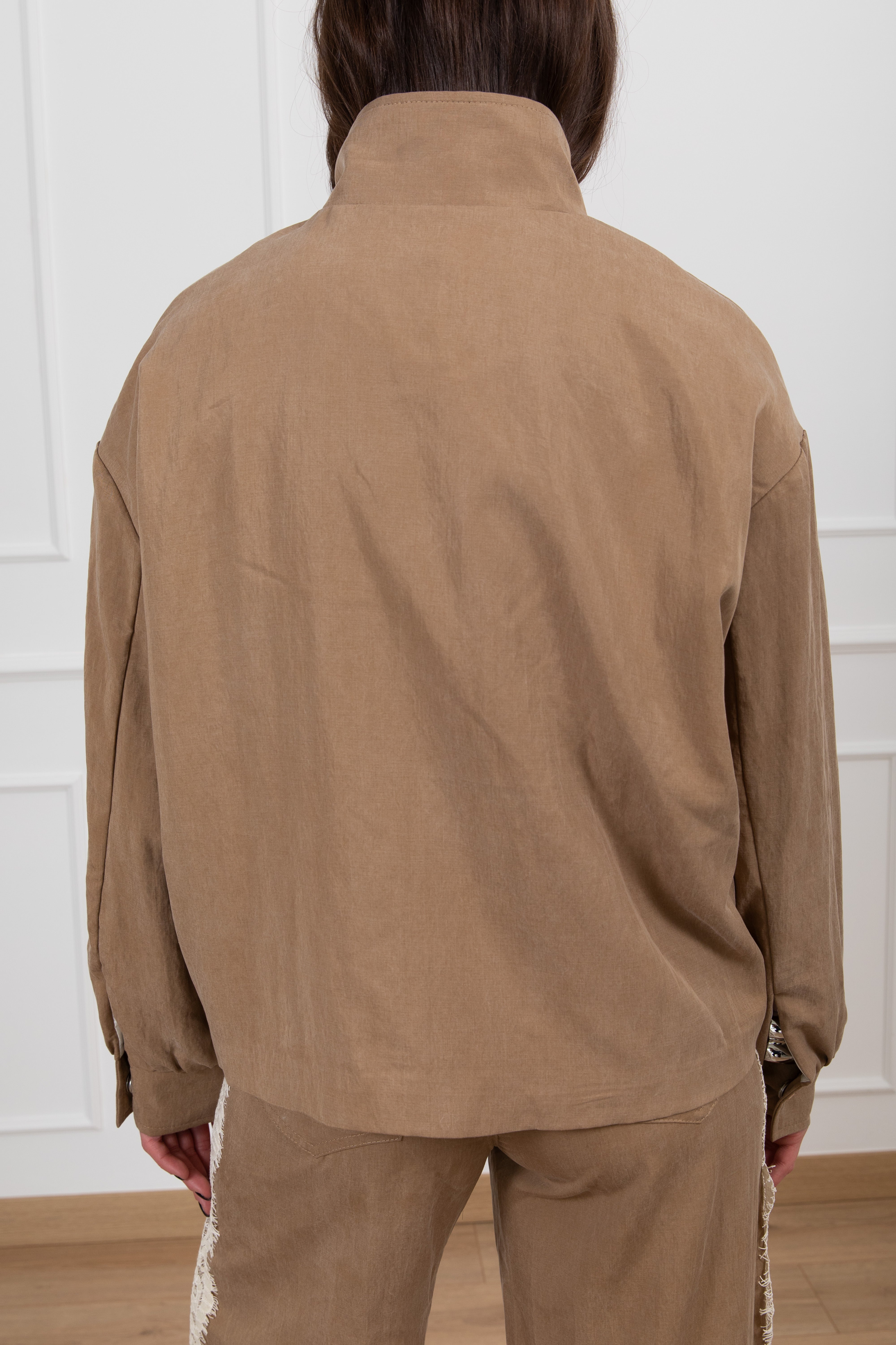 Bomber in cupro con inserti in pizzo Tensione IN