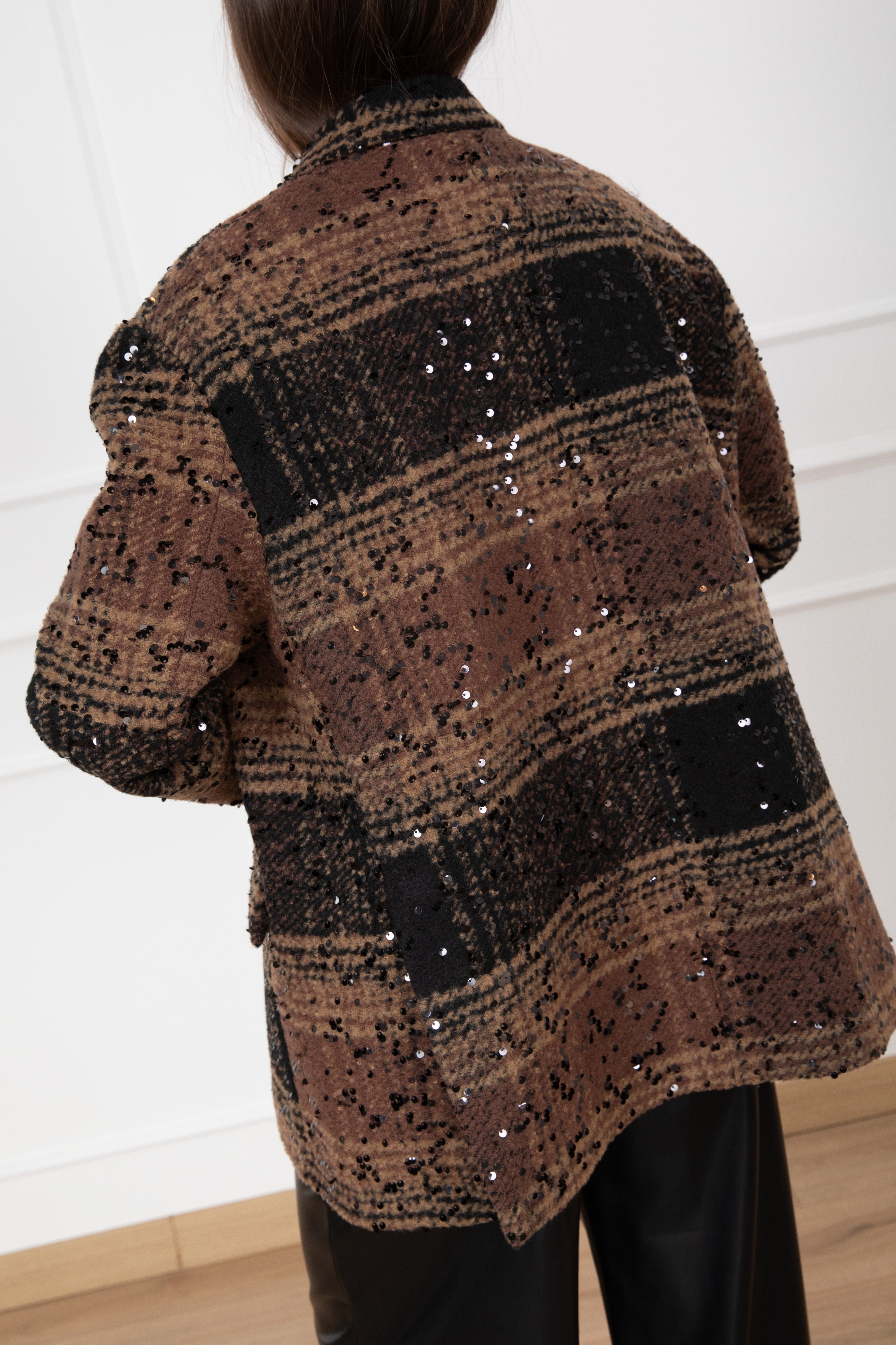Giacca-cappotto over-size con micro-paillettes Susy Mix