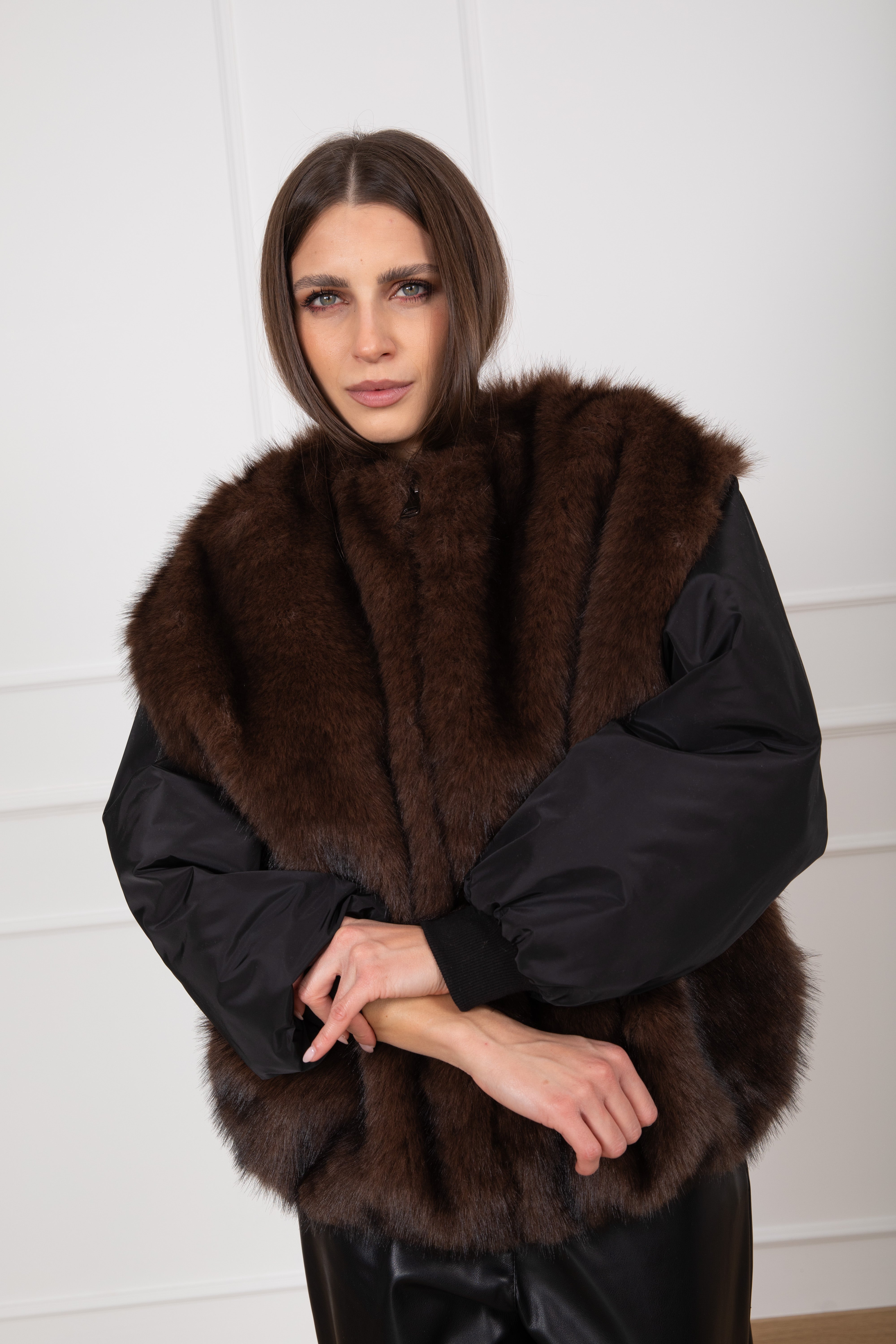 Bomber con inserto gilet in eco-pelliccia Susy Mix
