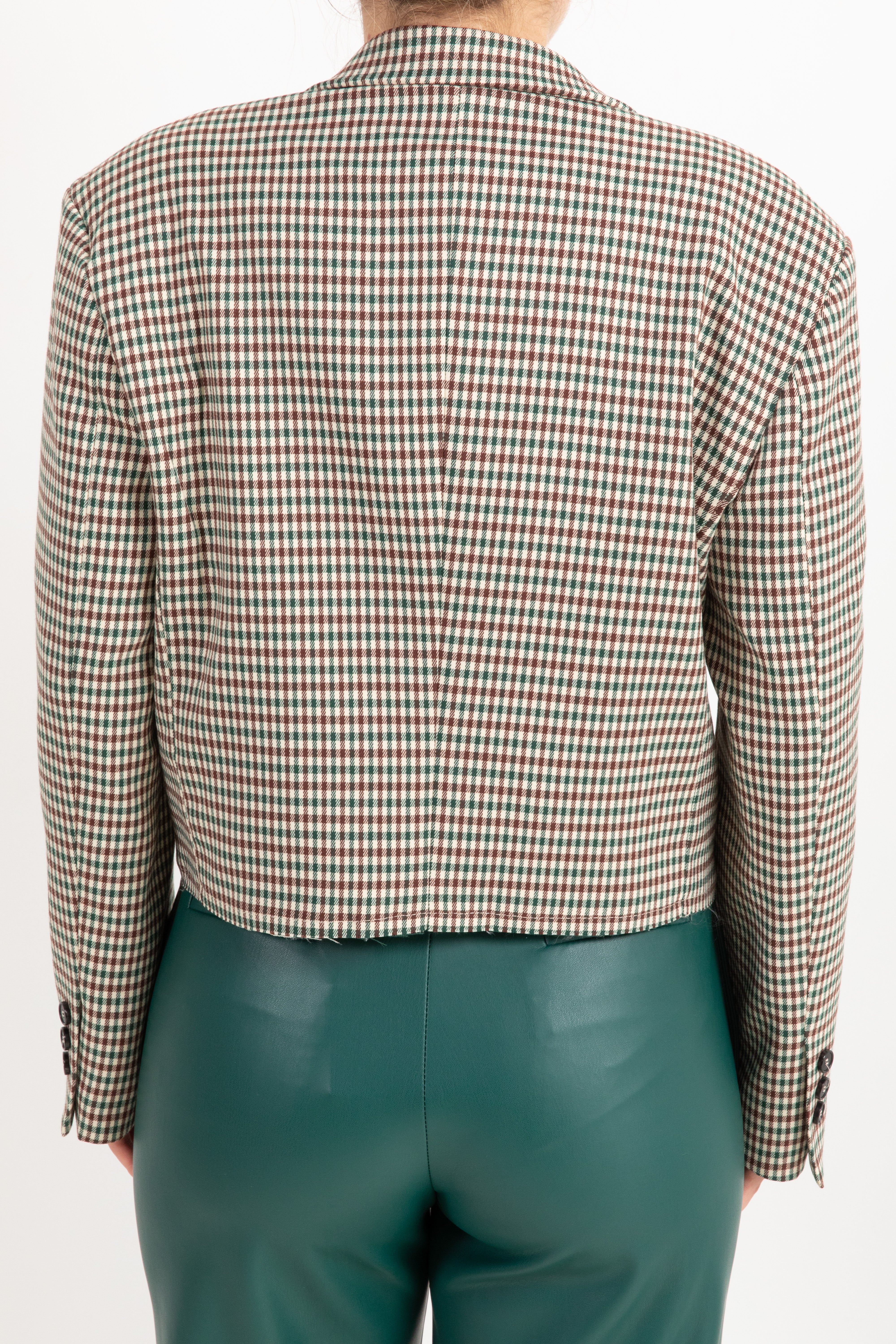 Giacca cropped check con pietre ViCOLO