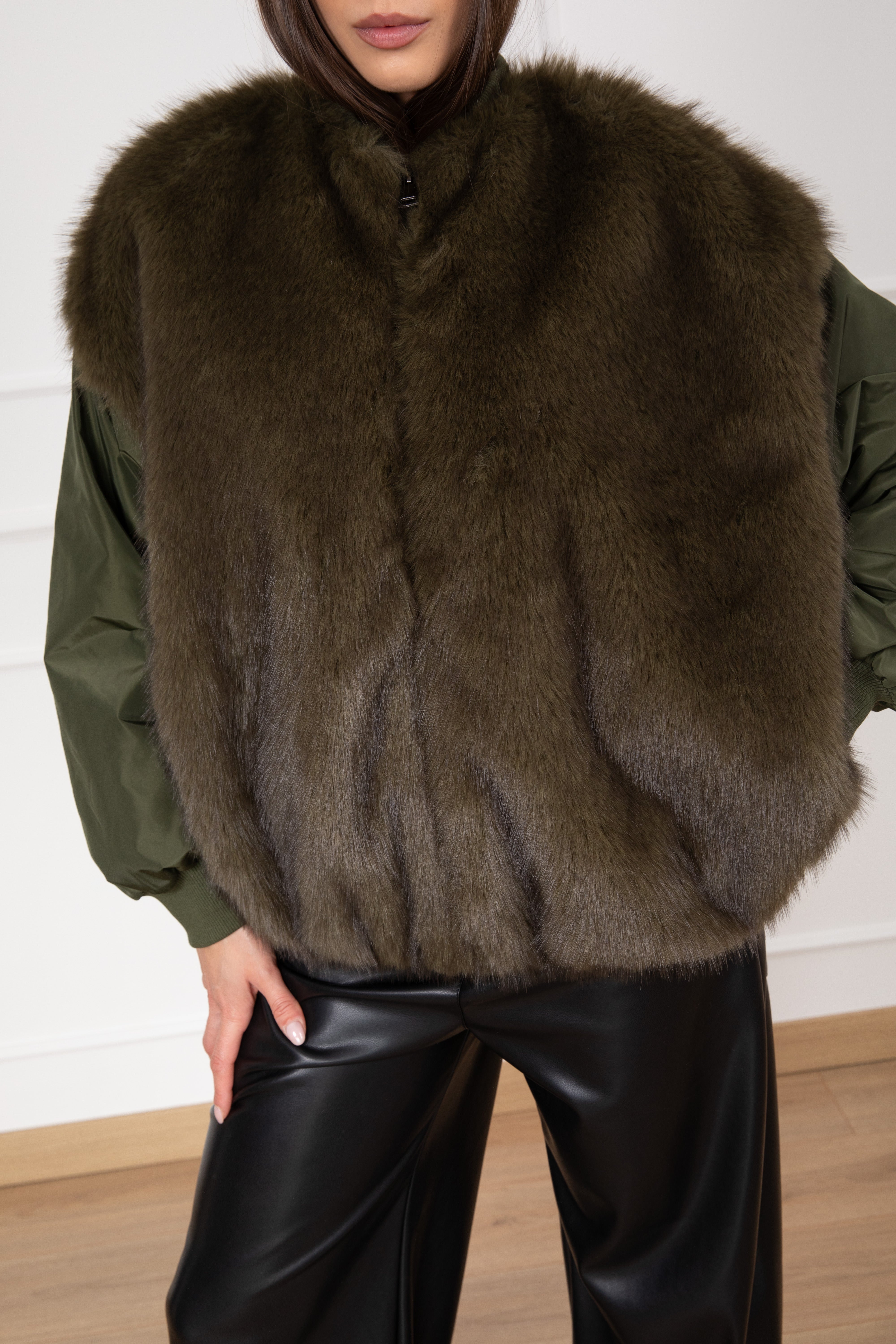 Bomber con inserto gilet in eco-pelliccia Susy Mix