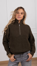 Maglia in lana mezza zip variante militare ViCOLO
