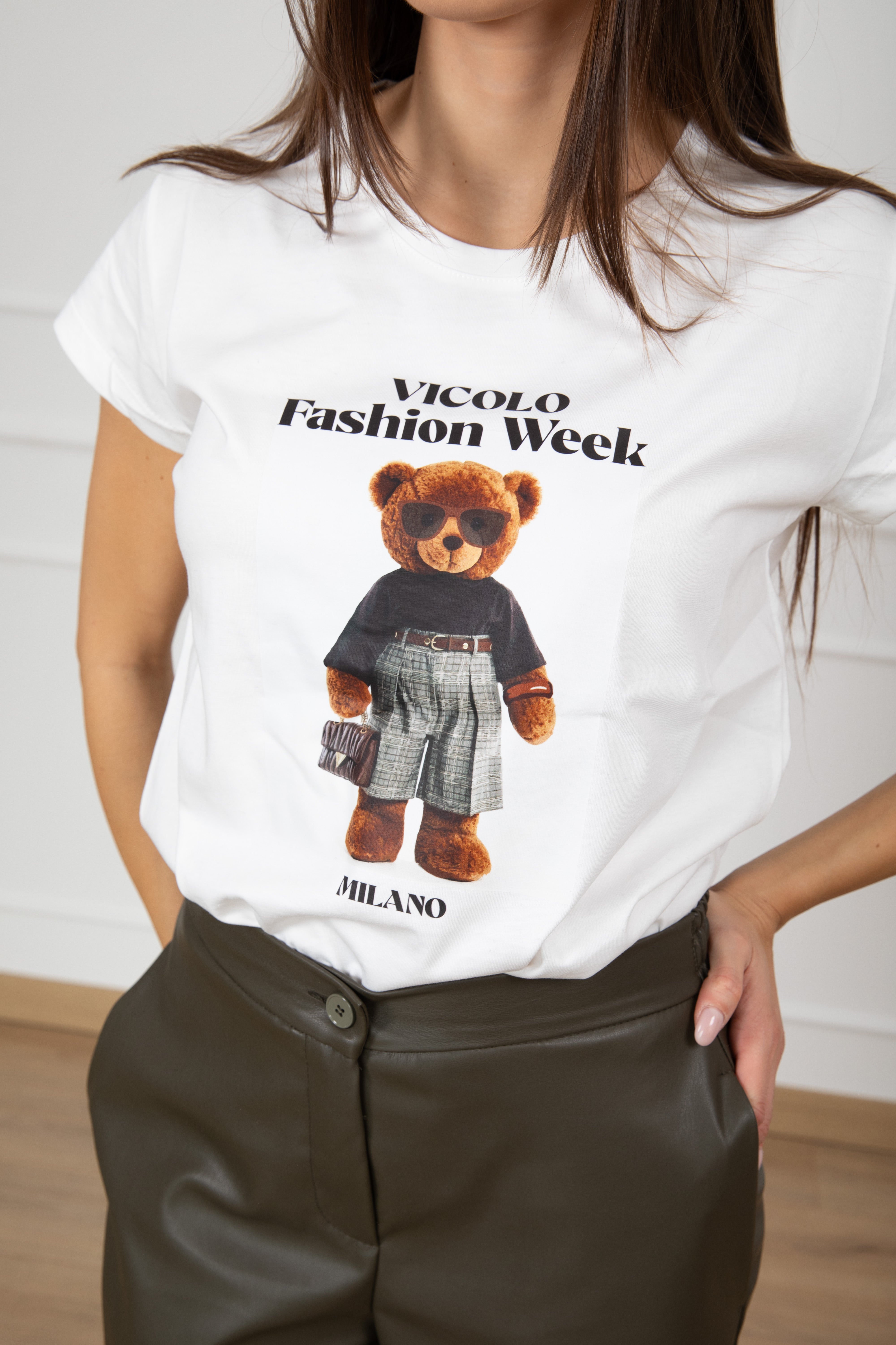 T-shirt "fashion week" teddy check ViCOLO