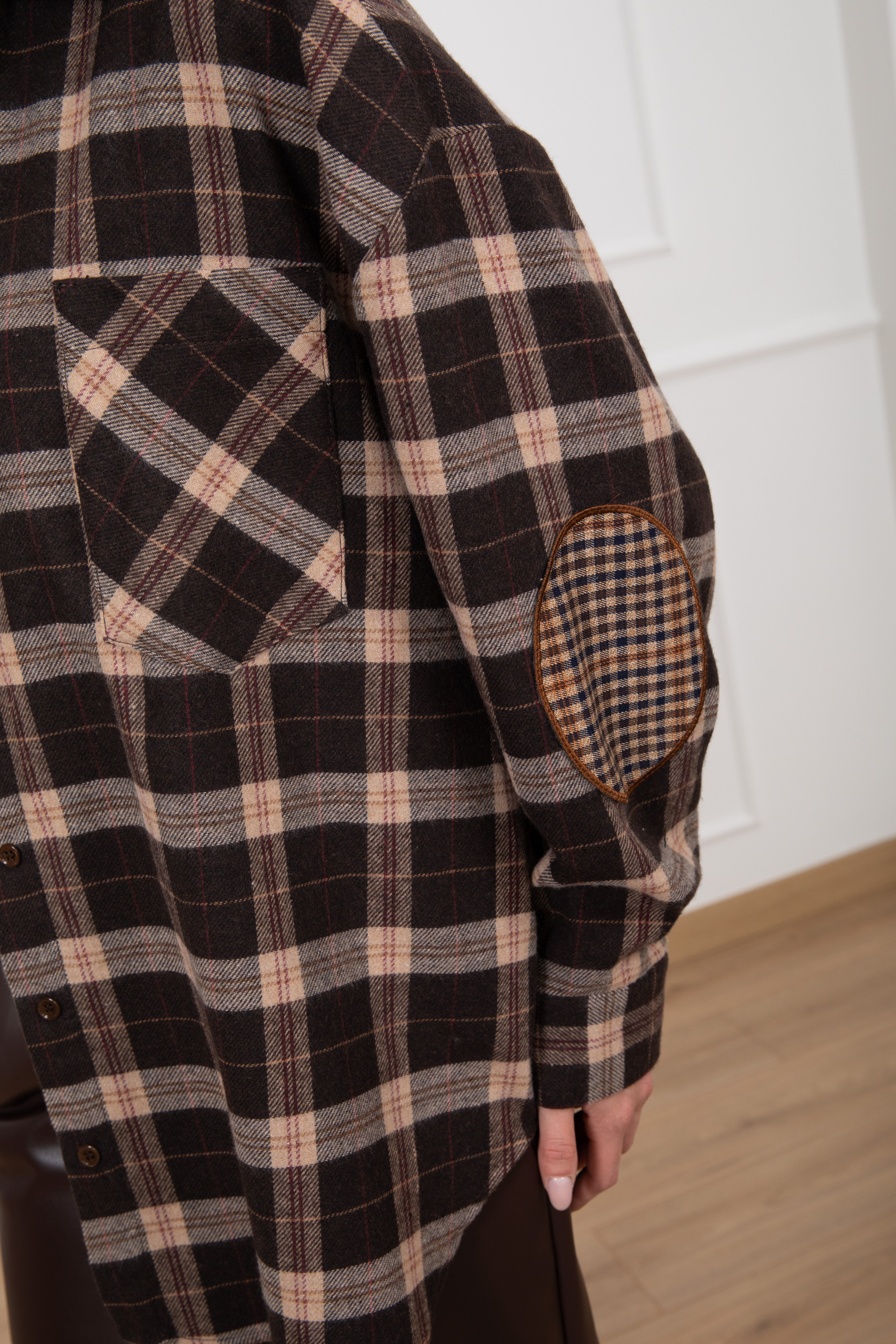 Camicia check in flanella con toppa a contrasto ViCOLO