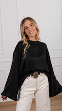 Blusa in viscosa manica svasata variante nero Tensione IN