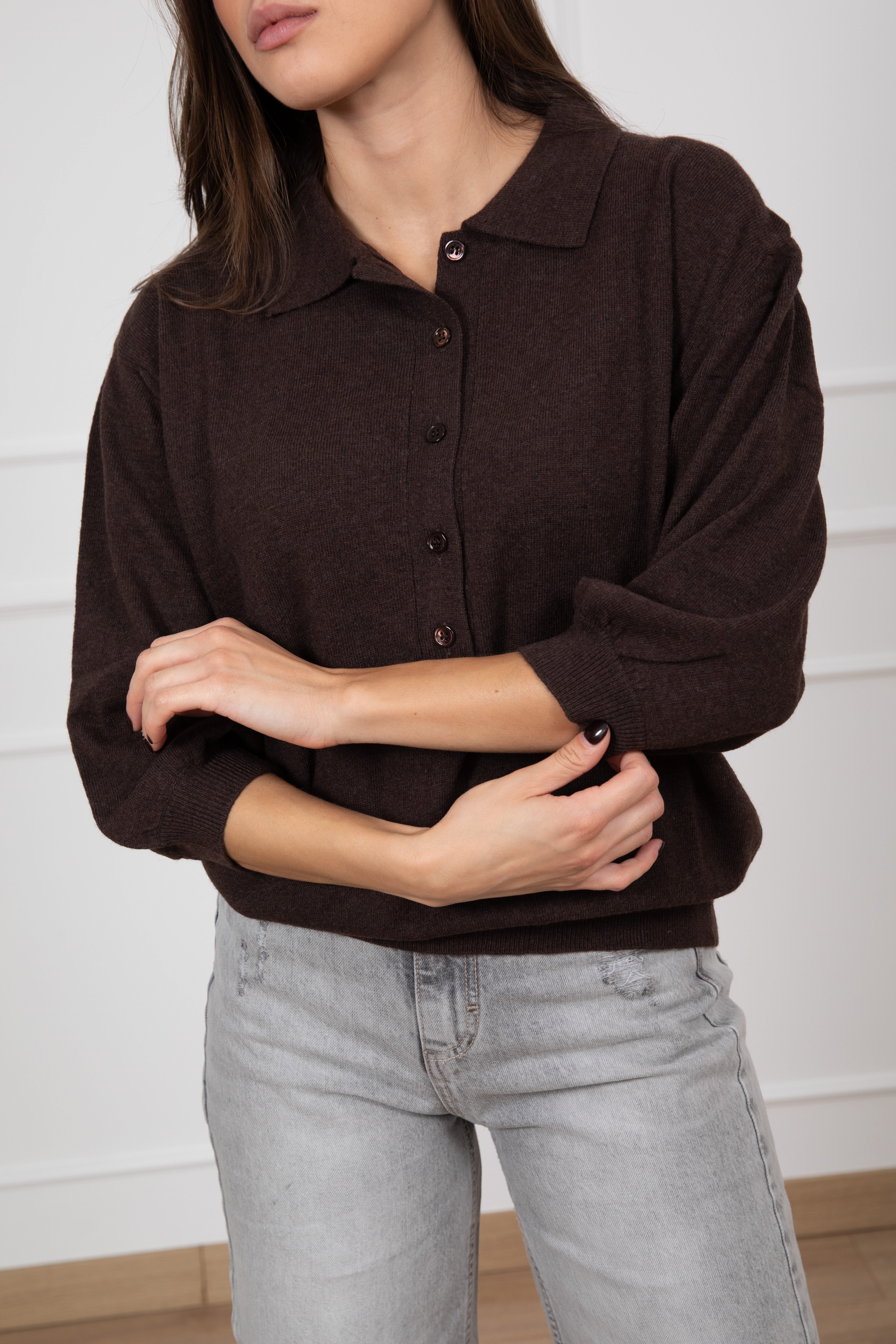 Polo manica 3/4 in lana e cashmere ViCOLO