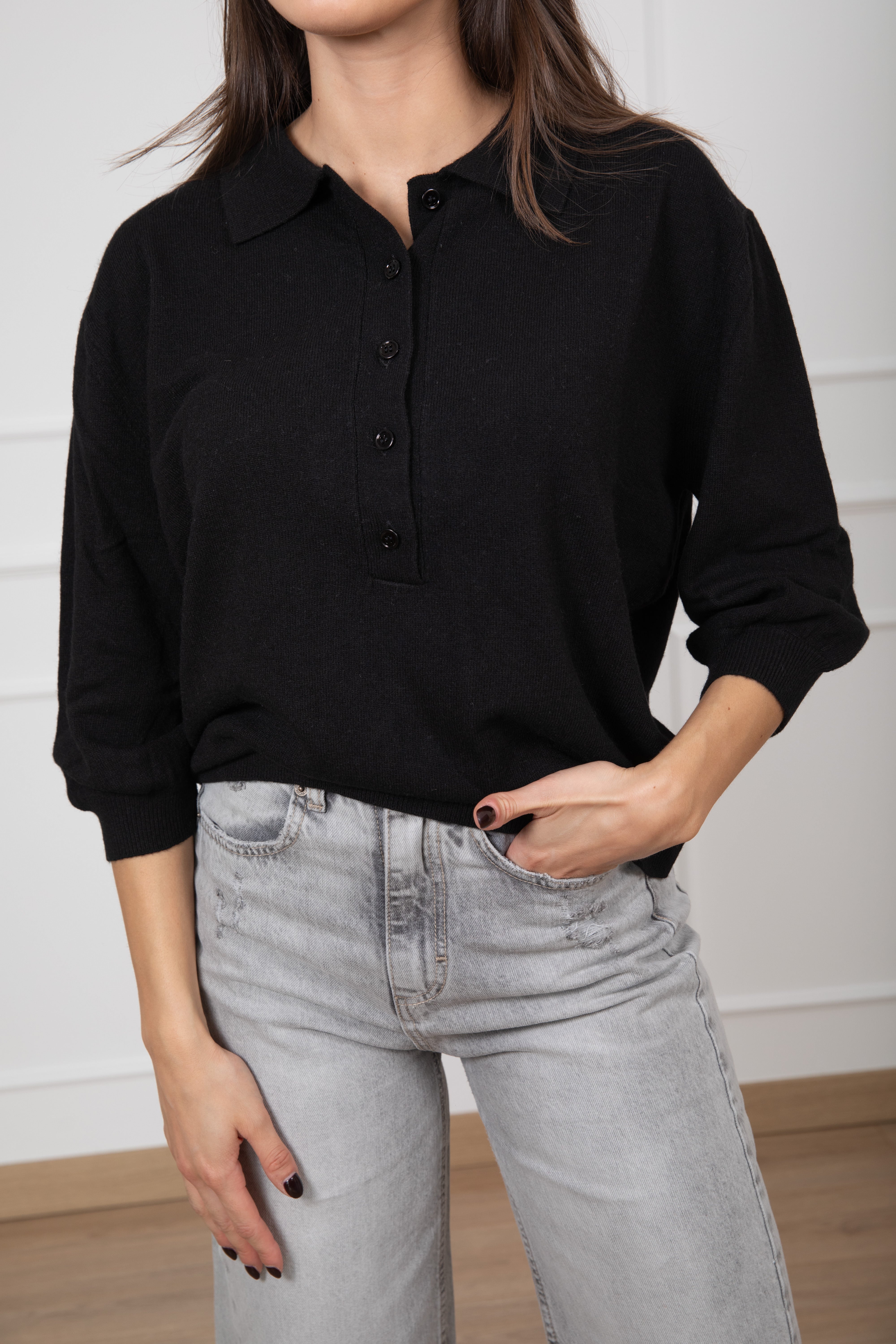 Polo manica 3/4 in lana e cashmere ViCOLO