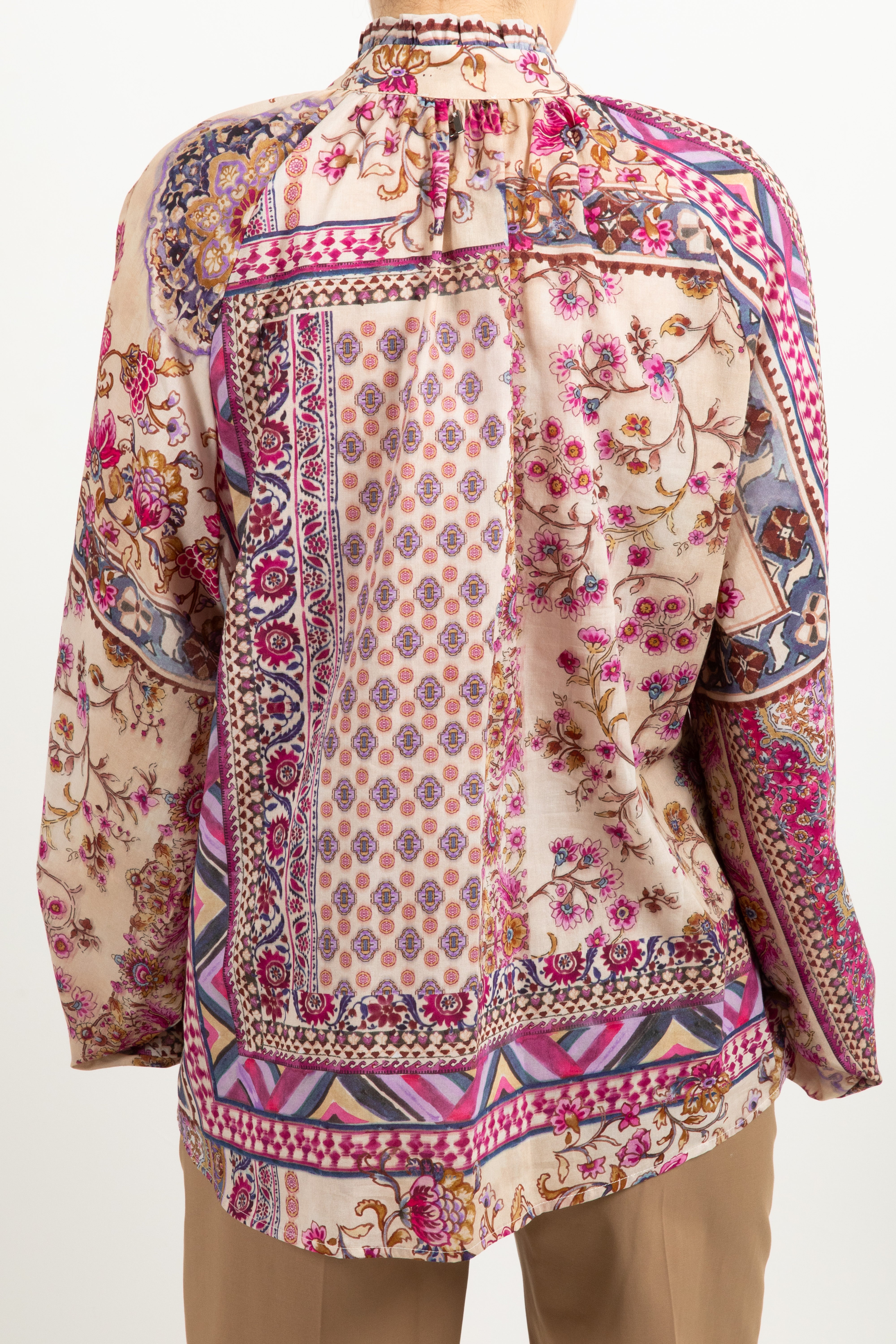 Blusa in cotone fantasia maioliche con fiocco Dixie