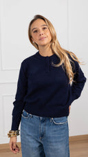 Maglia girocollo con bottoni variante blu Susy Mix