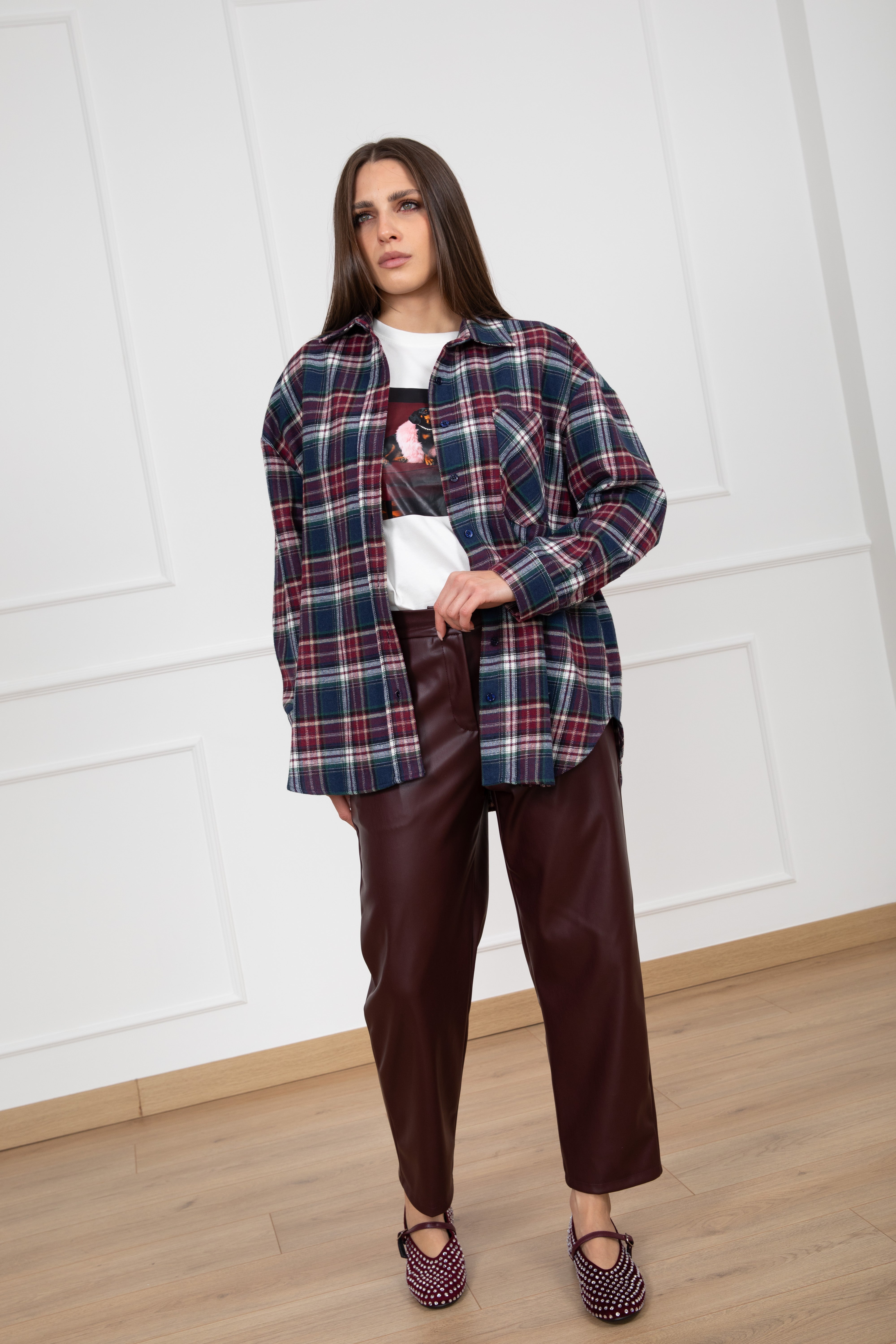Camicia check blu in flanella ViCOLO