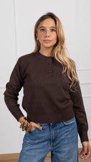 Maglia girocollo con bottoni variante moro Susy Mix