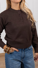 Maglia girocollo con bottoni variante moro Susy Mix