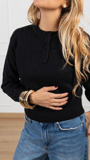 Maglia girocollo con bottoni variante nero Susy Mix