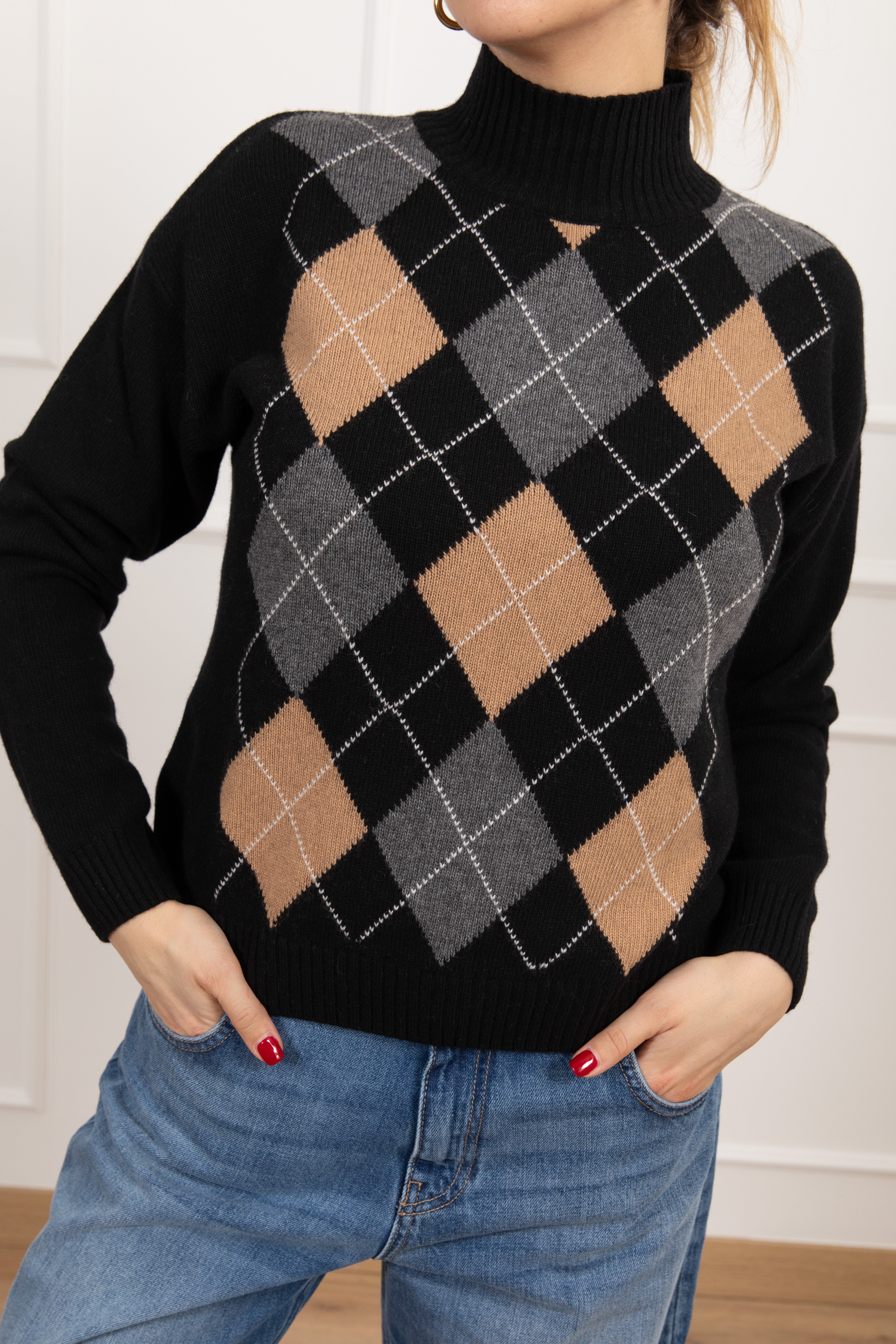 Pull collo a cratere a rombi Motel