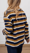Polo felpata a righe variante blu Susy Mix