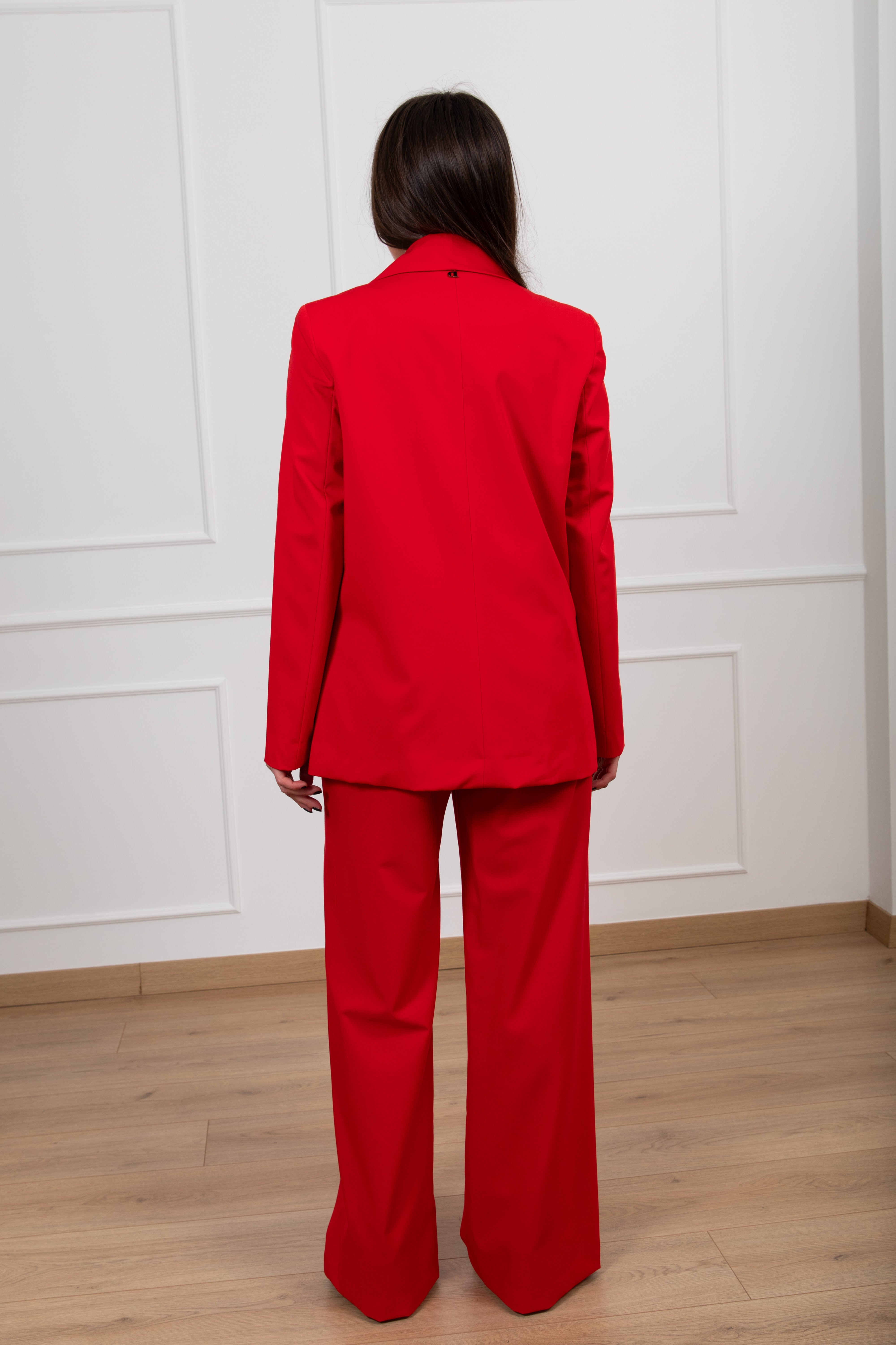 Tailleur giacca mono-bottone e pantalone con elastico sul retro Dixie