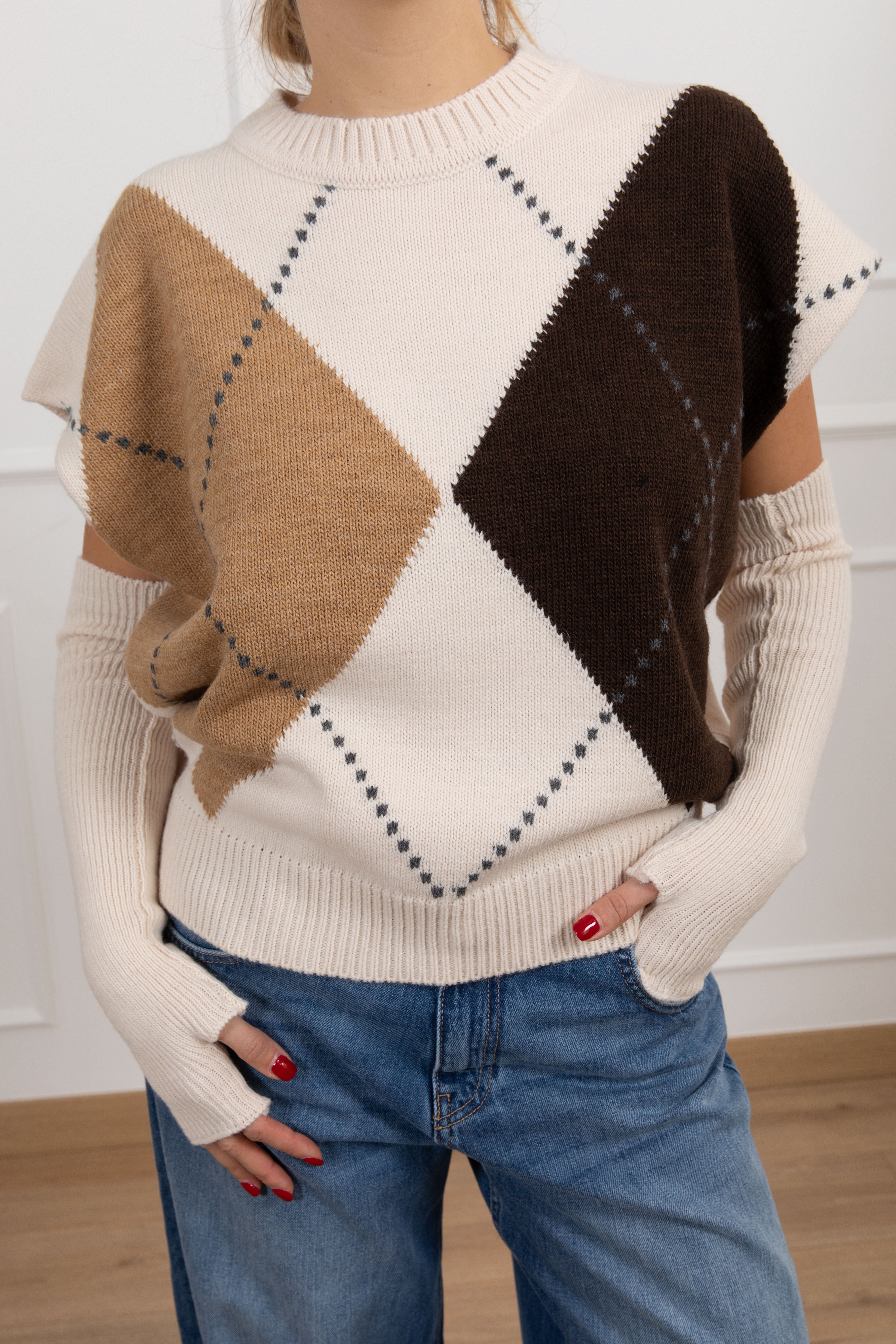 Pull maxi-rombi con manicotti Tensione IN