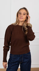 Pull girocollo manica a sbuffo variante moro Susy Mix