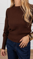 Pull girocollo manica a sbuffo variante moro Susy Mix