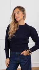 Pull girocollo manica a sbuffo variante blu Susy Mix