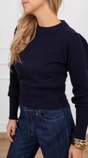Pull girocollo manica a sbuffo variante blu Susy Mix