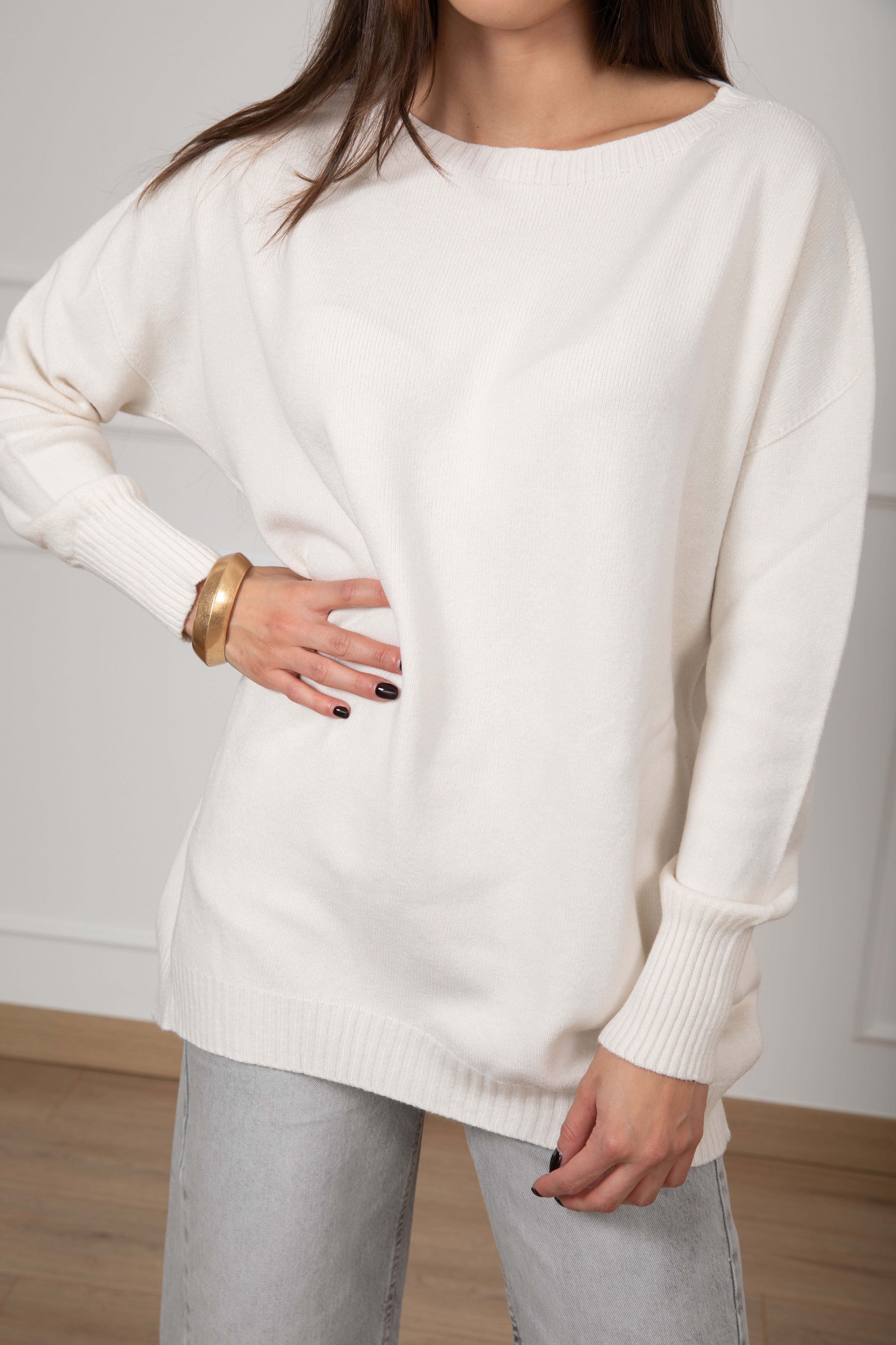 Maxi pull con scollo a barchetta Susy Mix
