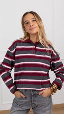 Polo felpata a righe variante vino Susy Mix