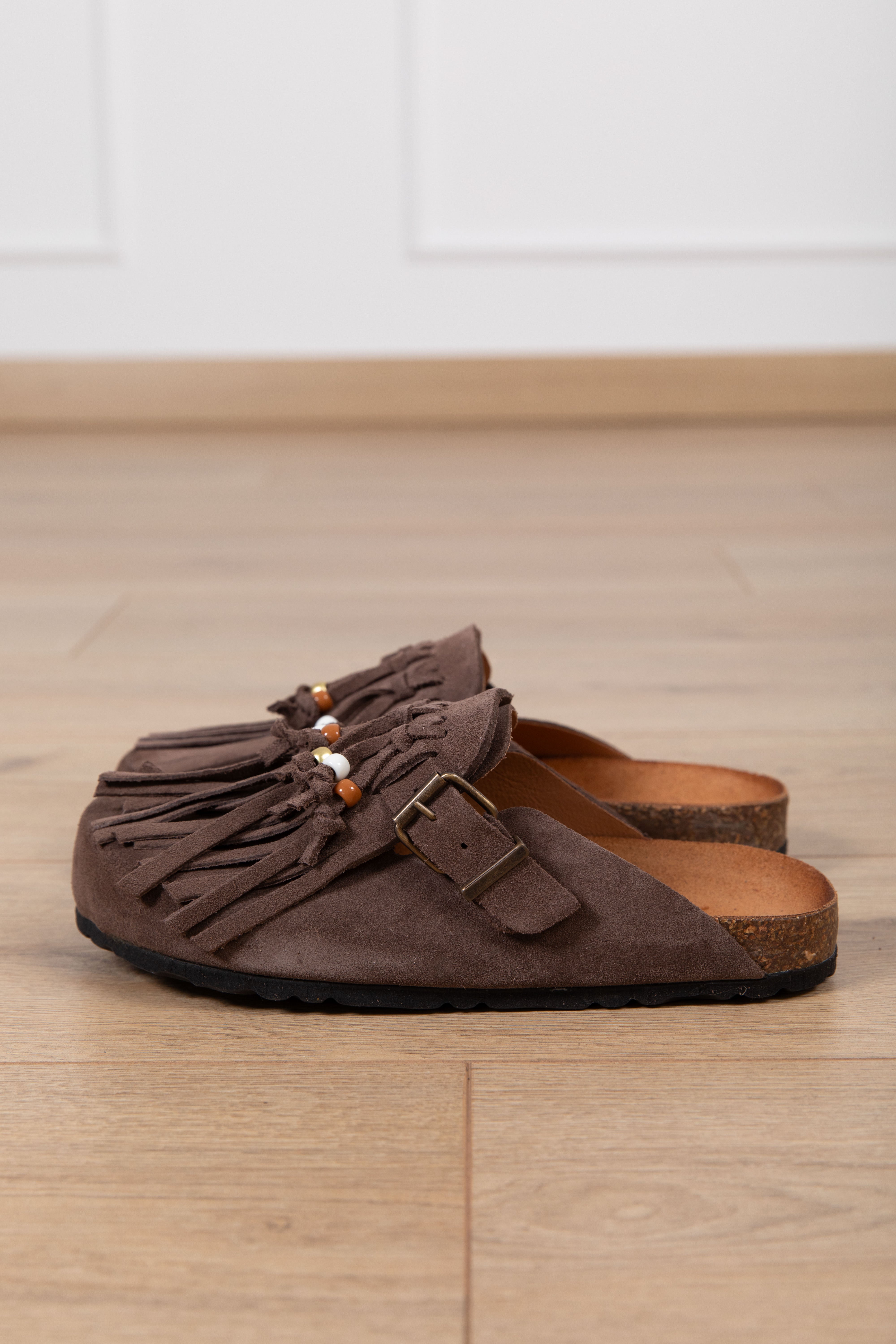 Sabot in camoscio con frange Ovyé