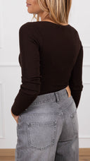 Maglia cropped in viscosa con incrocio variante moro Susy Mix