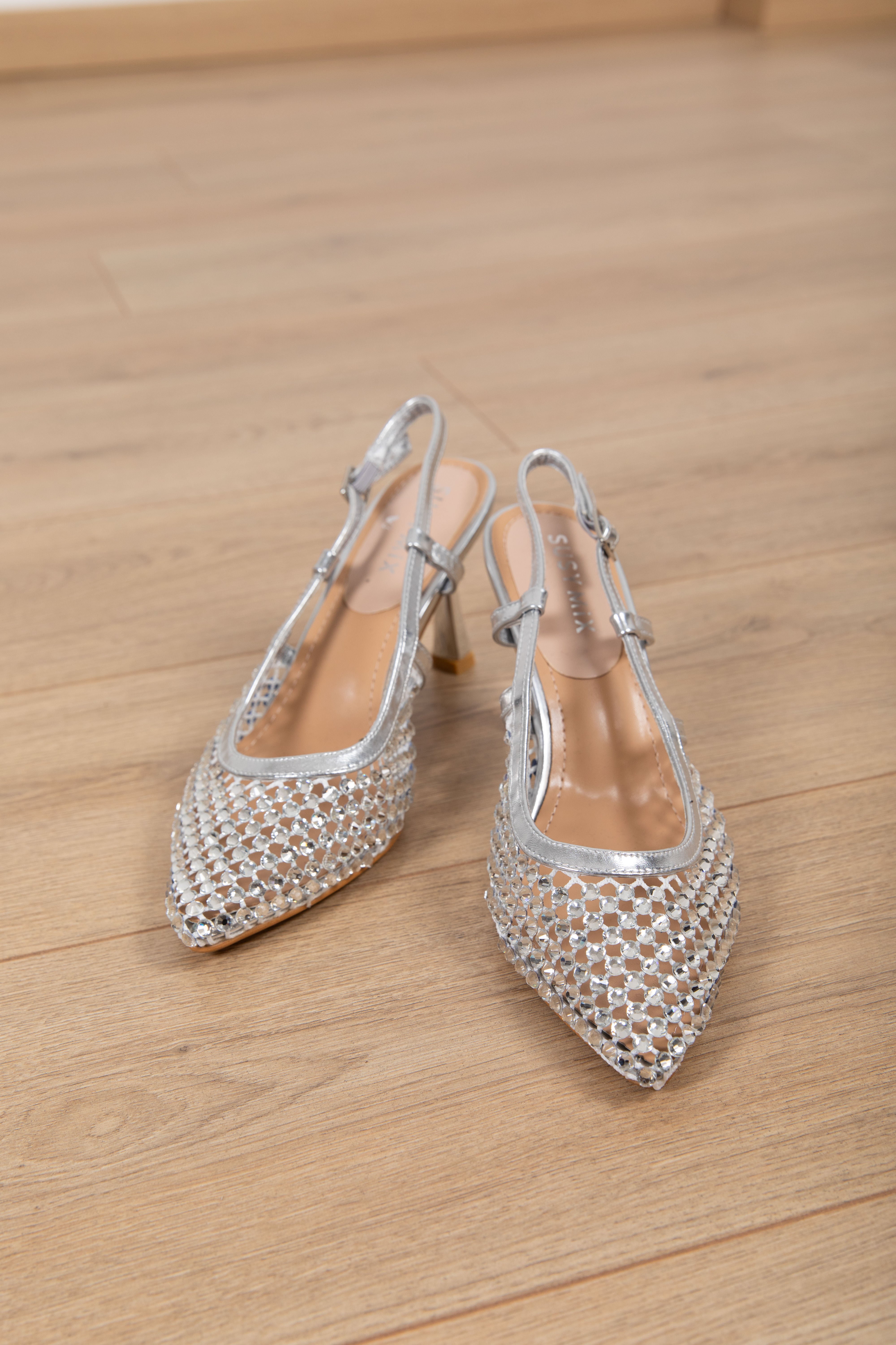 Sling back a rete con strass Susy Mix