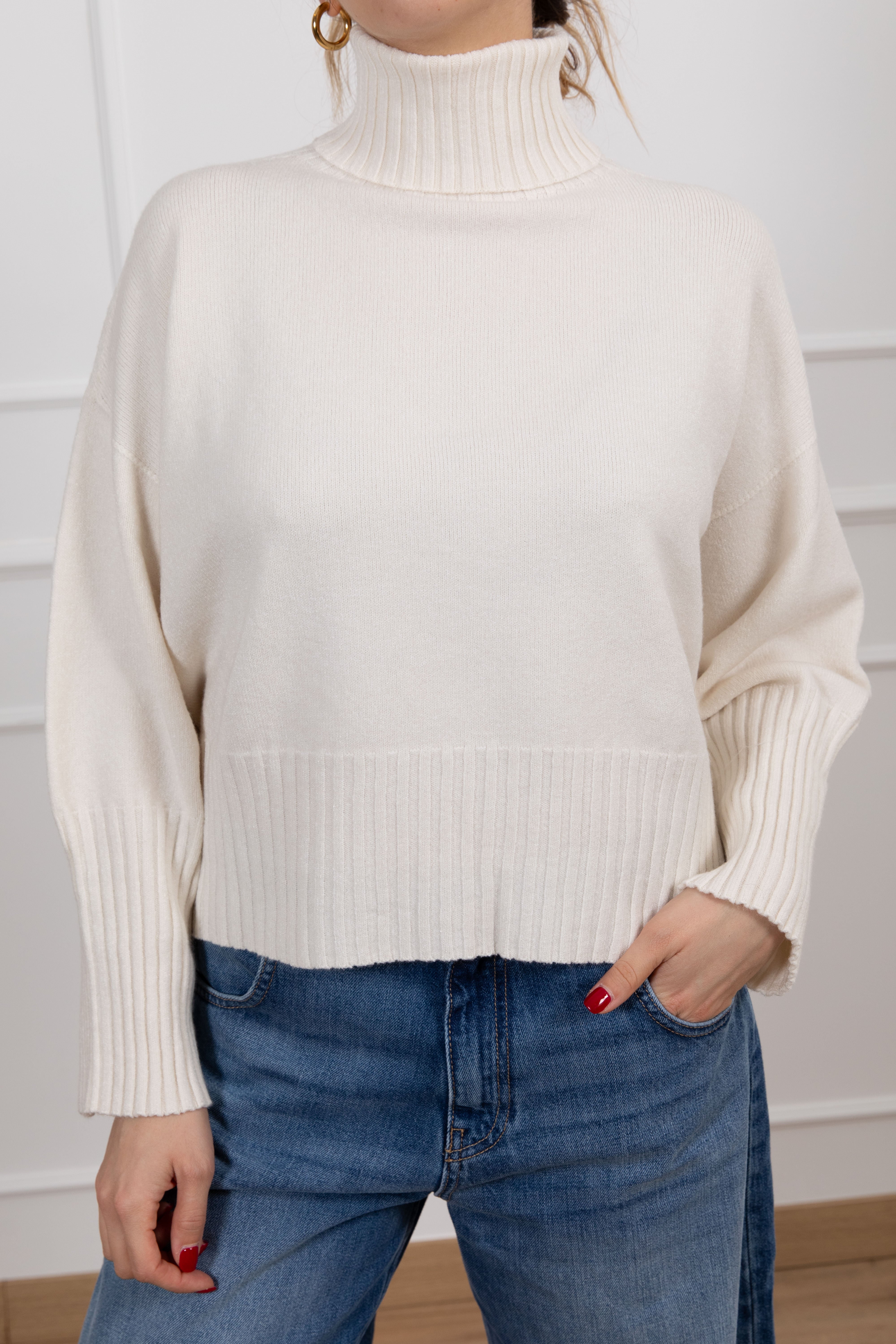 Pull a collo alto in viscosa a scatoletta Motel