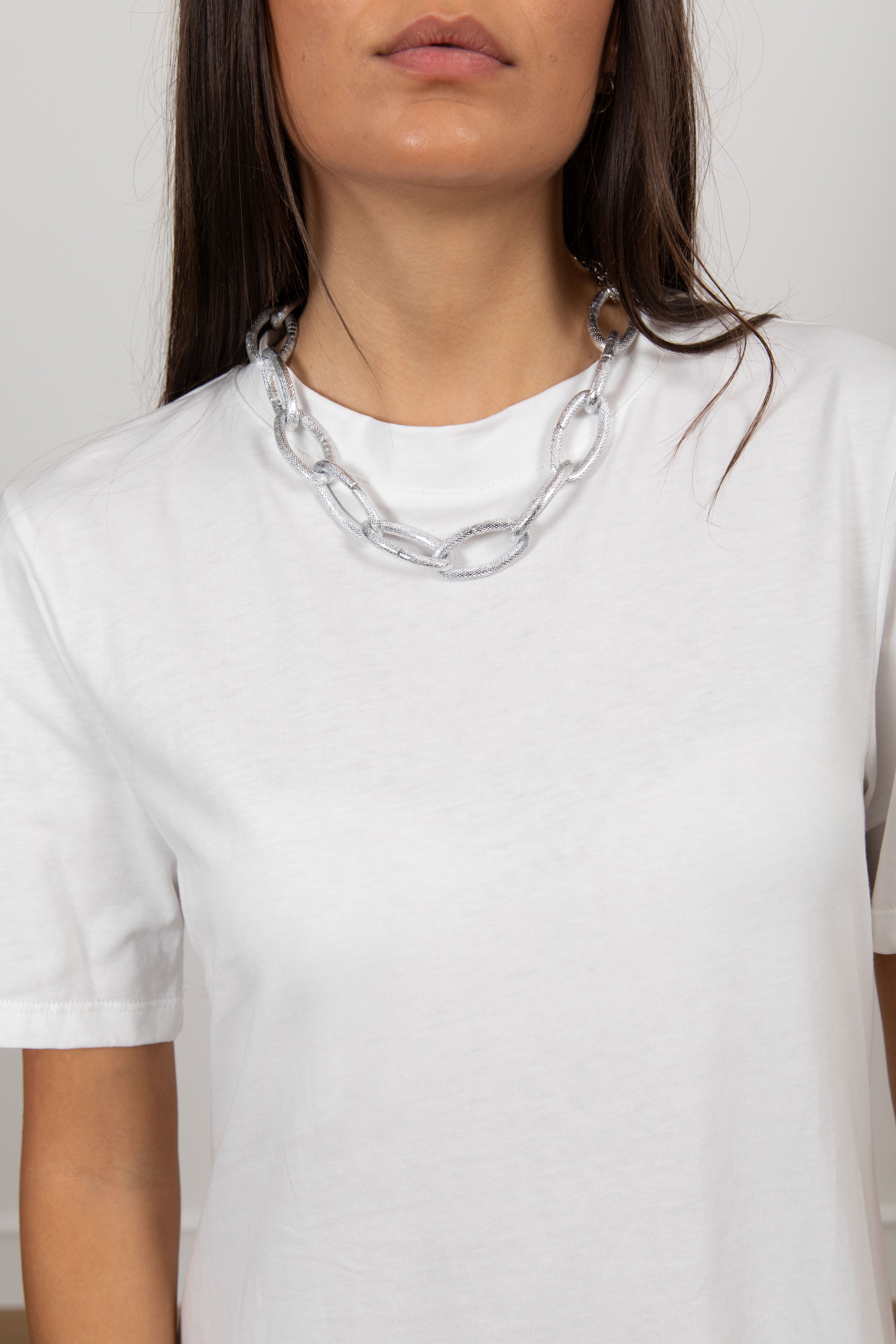 Collana catena ovale martellata