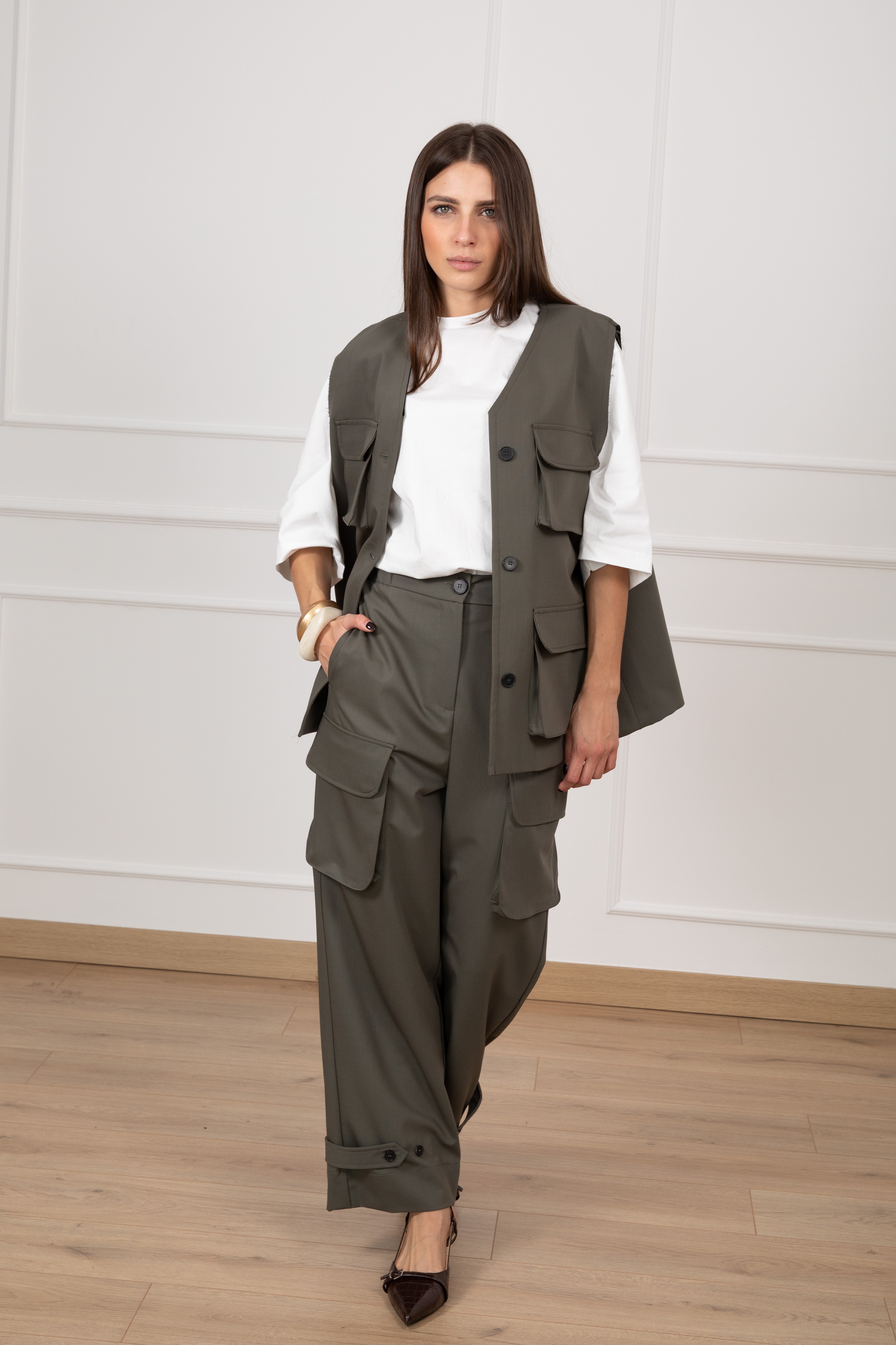Pantalone cargo con elastico sul retro ViCOLO