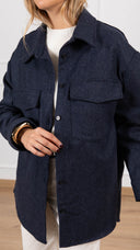Giacca-camicia in lana motivo spigato variante blu ViCOLO