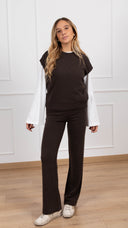 Coordinato in maglia gilet e pantalone con elastico variante moro Susy Mix