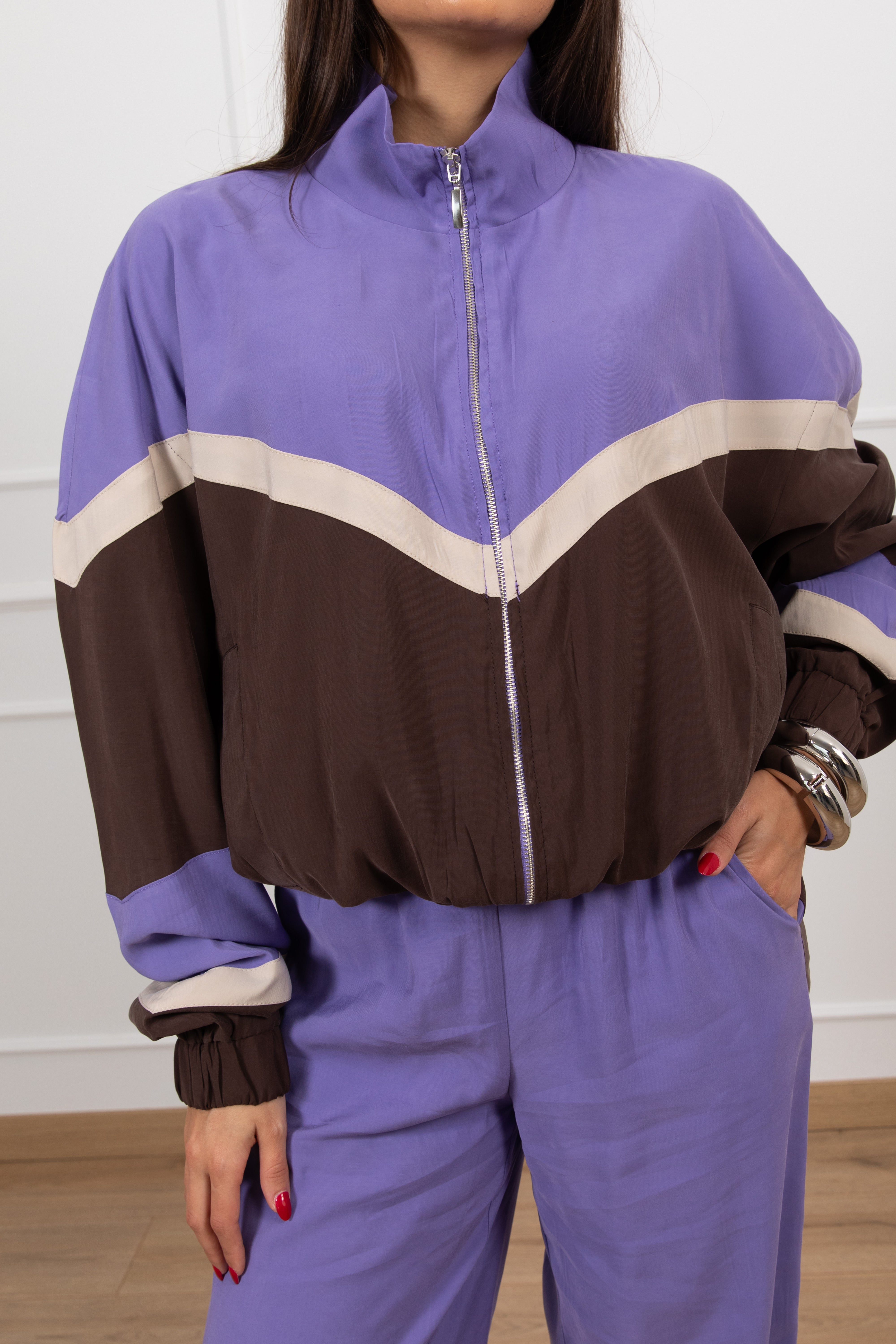 Bomber tricolor in cupro Tensione IN