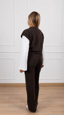 Coordinato in maglia gilet e pantalone con elastico variante moro Susy Mix